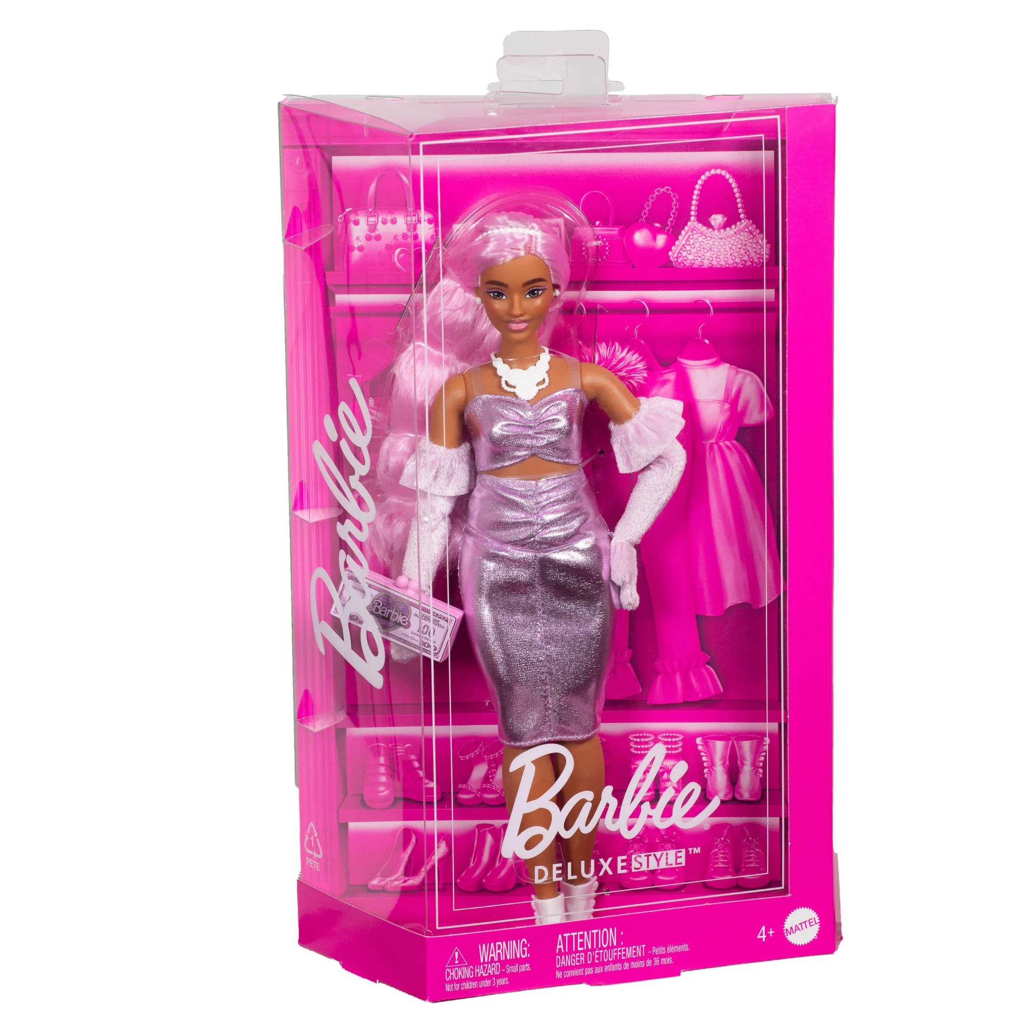 Muñeca Barbie Deluxe Style N.1 Con Vestido Barbiecore En Rosa Brillante Con Guantes De Terciopelo Y Pelo Rosa - Image 6