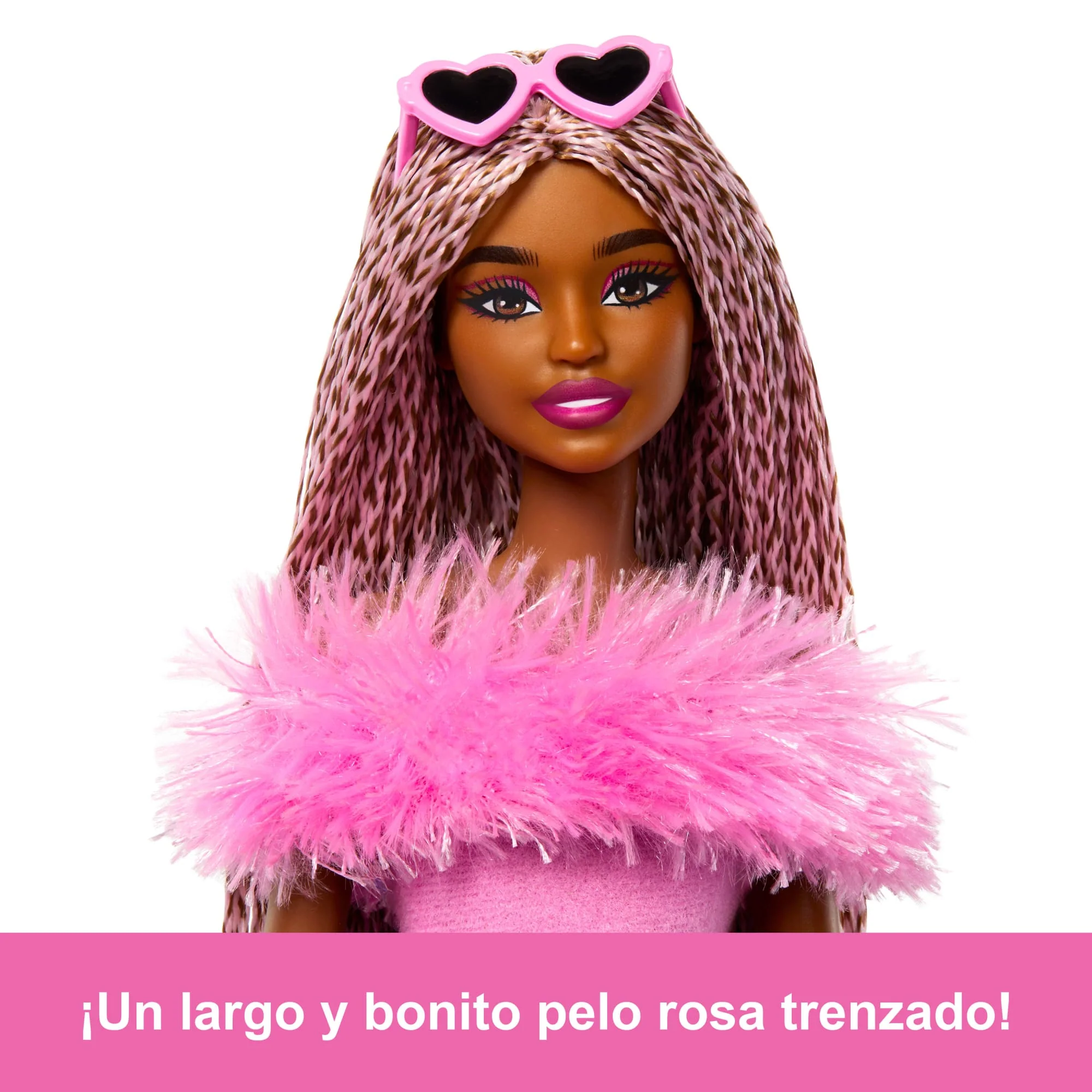 Muñeca Barbie Deluxe Style N. 4 Con Conjunto Rosa Claro Y Pelo Rosa Y Marrón En Trenzas - Image 3