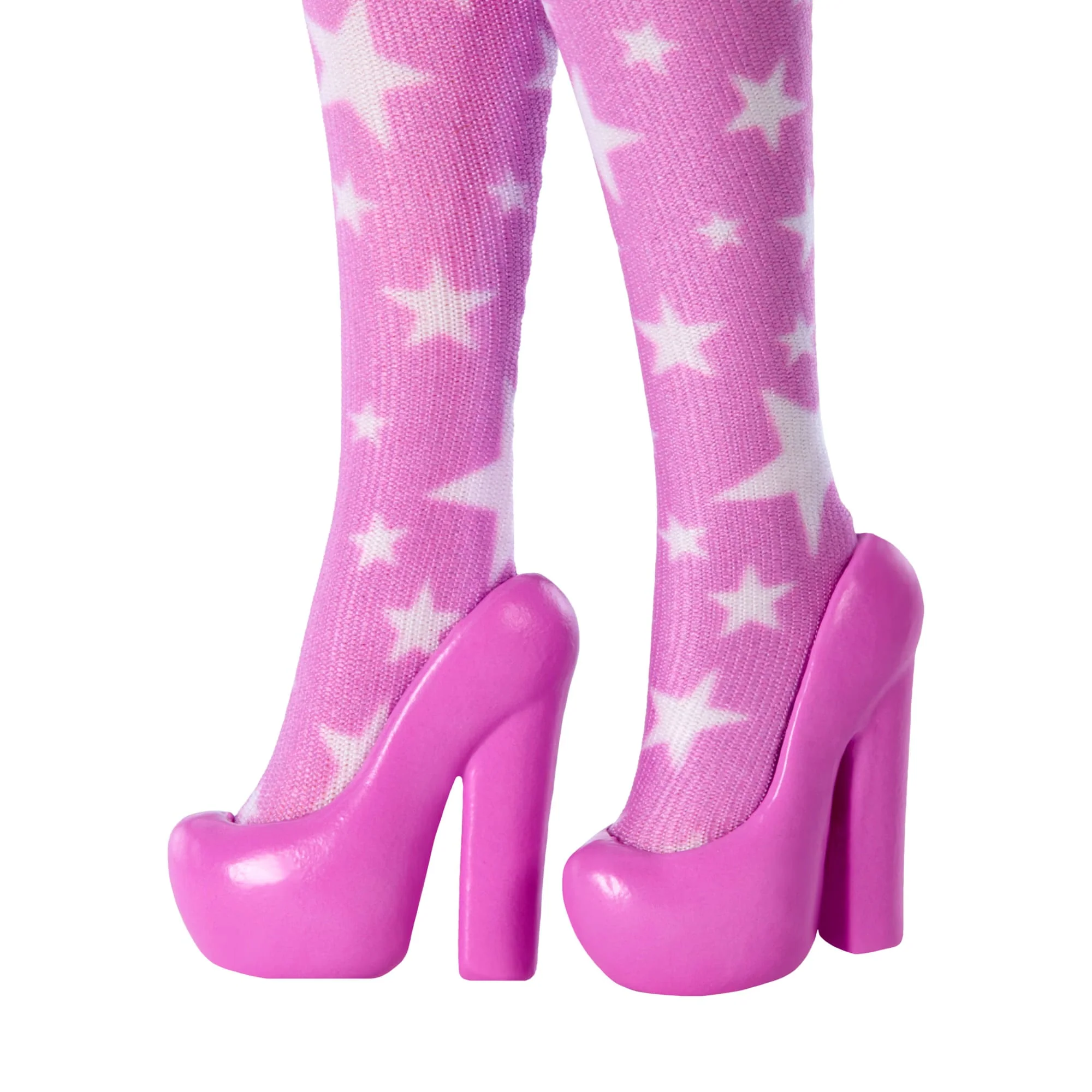 Barbie Deluxe Style Muñeca N.11 Con Vestido Denim Rosa Con Estampado De Estrellas Y Pelo Negro Recogido En Un Moño Alto - Image 4