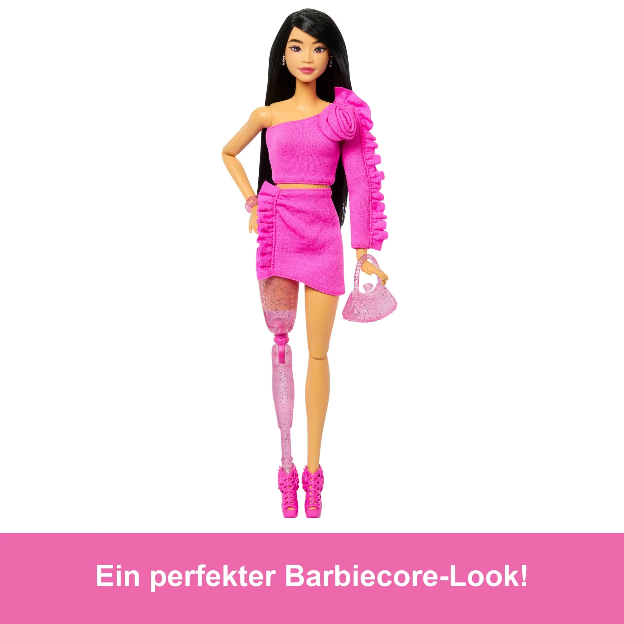 Barbie Deluxe Style-Puppe Nr. 2 Mit Pinkfarbenem Barbiecore-Oberteil Und Passendem Rock, Schwarzen Haaren Und Beinprothese - Image 5