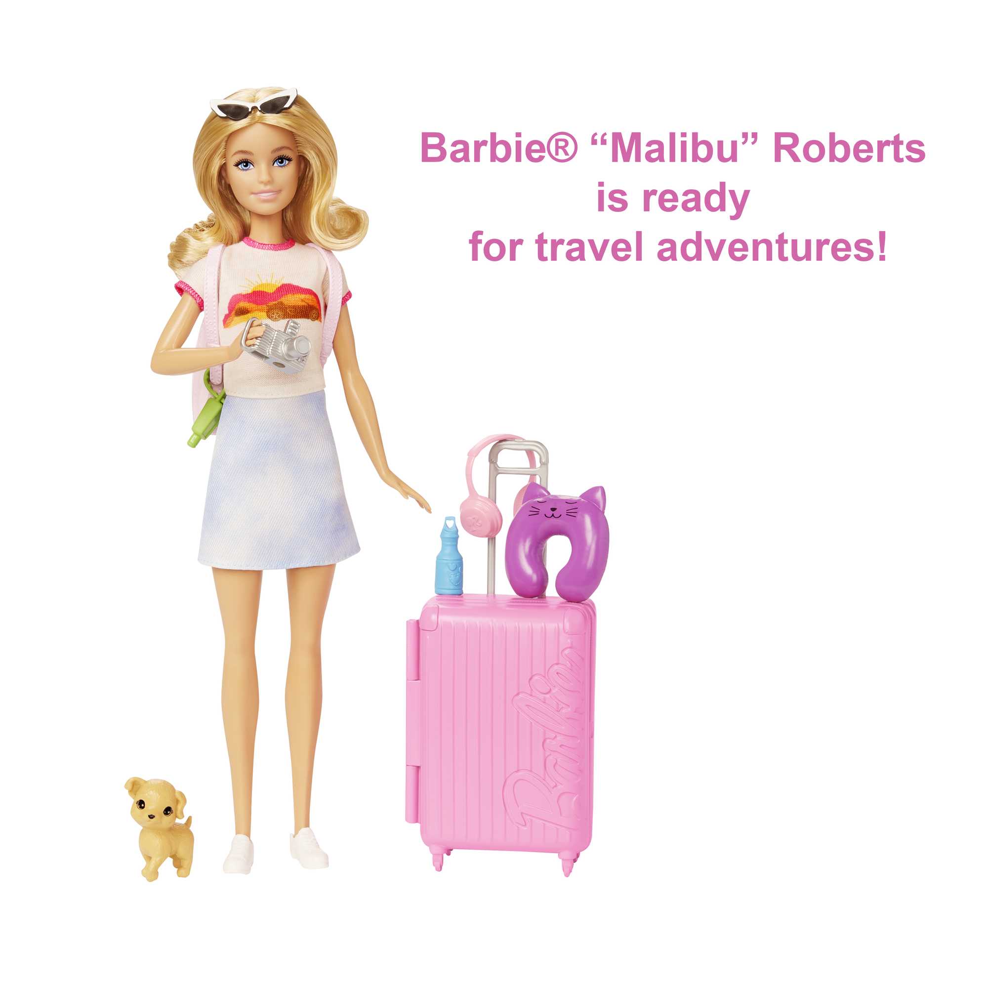 Barbie Doll And Accessories, 'Malibu' Travel Set With Puppy And 10+ Pieces Including Working Suitcase - Image 4