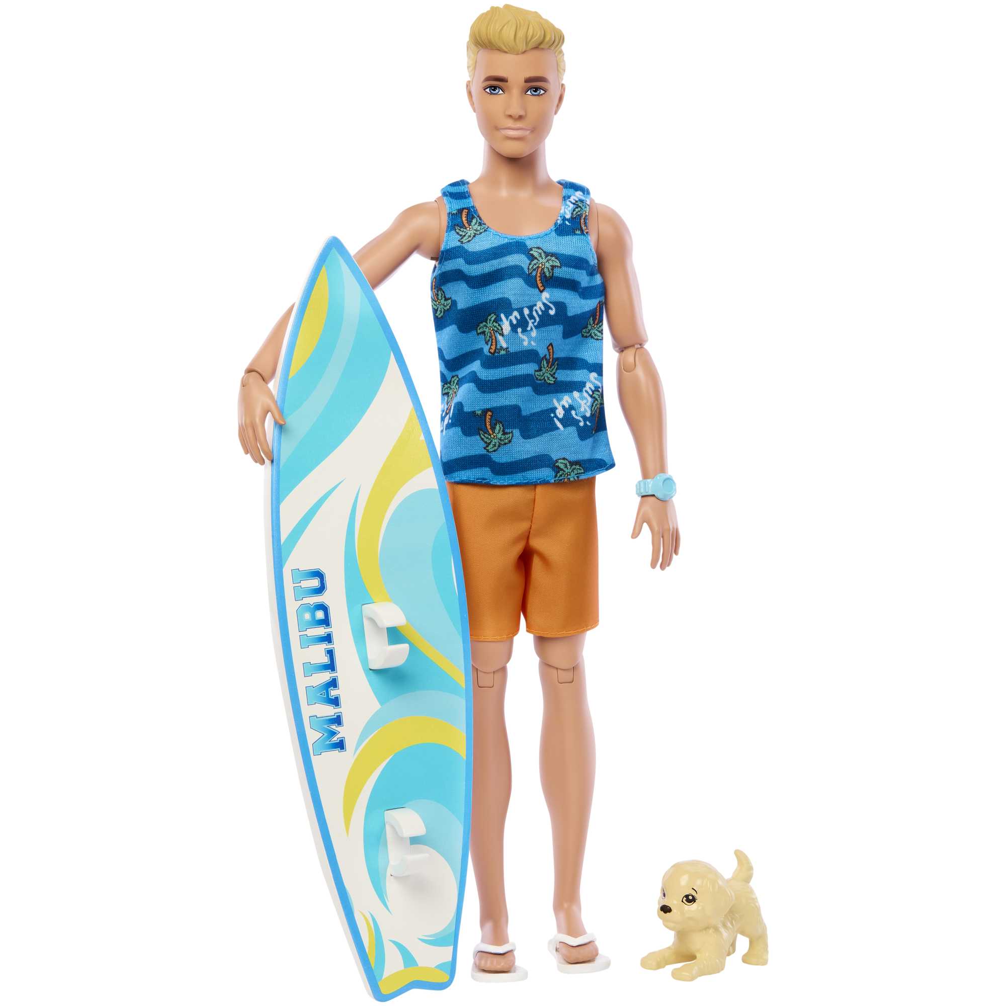 Muñeco Ken Con Tabla De Surf De Barbie, Muñeco Ken Rubio Con Temática Playera Y Puntos De Articulación