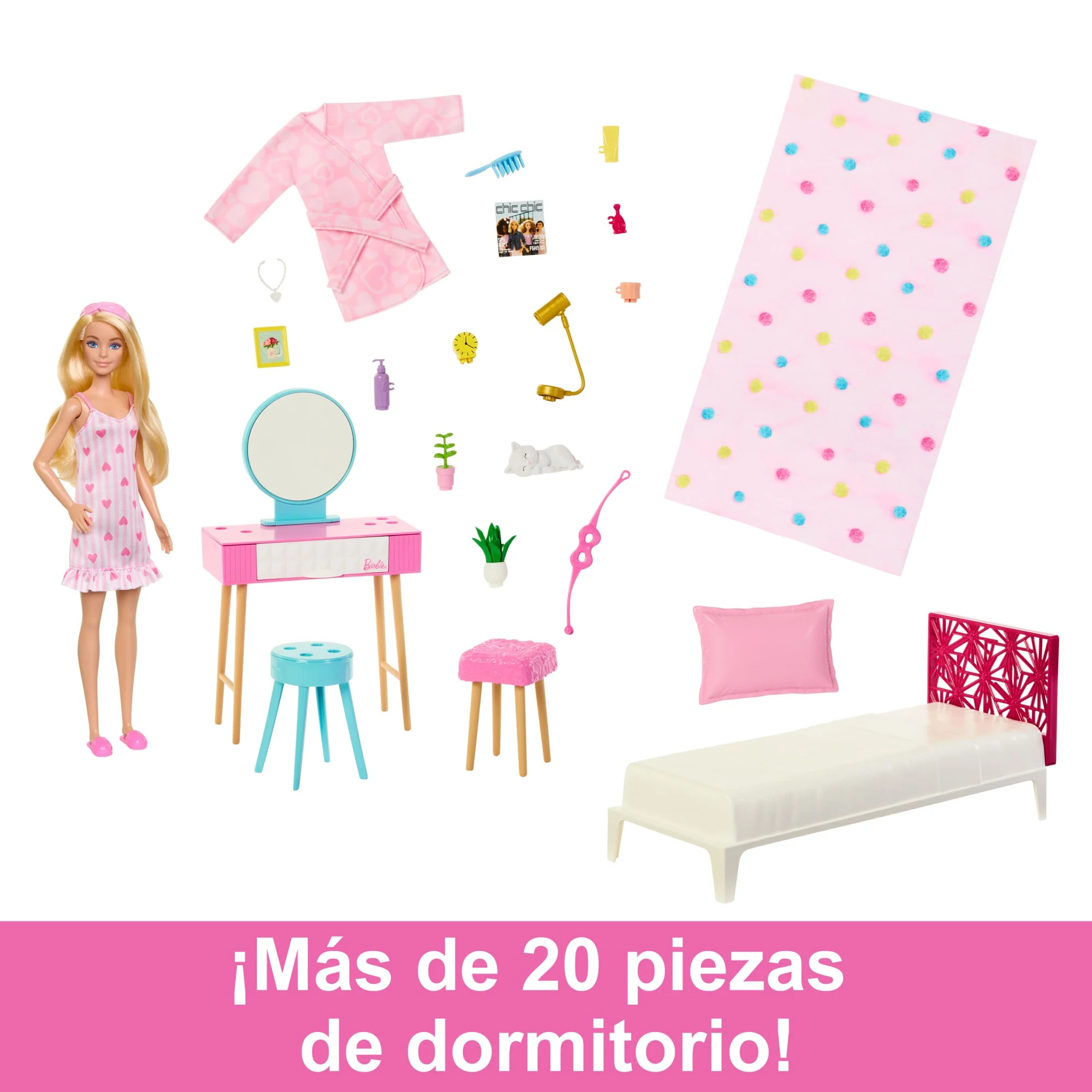 Conjunto De Muñeca Y Dormitorio De Barbie | Muebles De Barbie | Mattel - Image 5