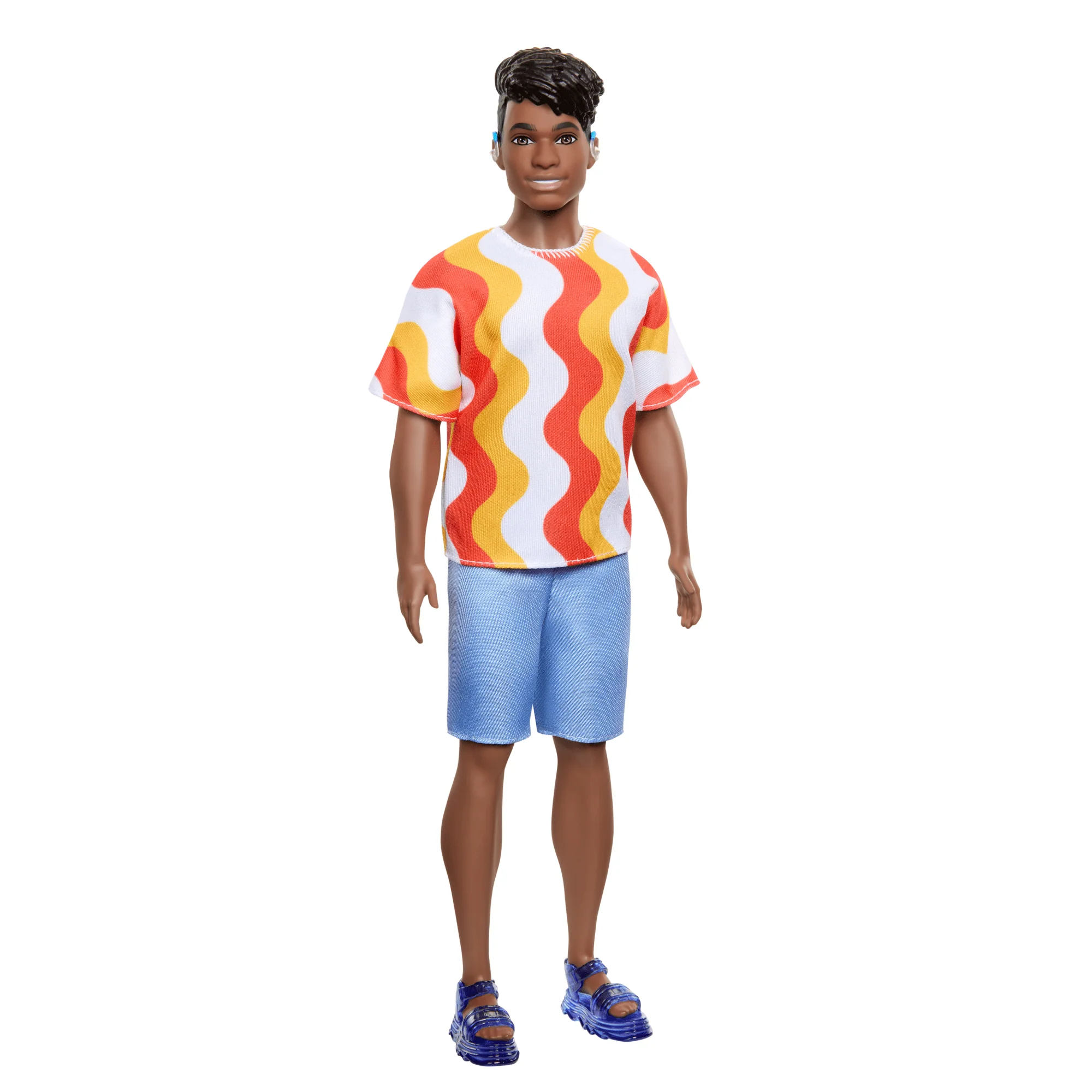 Barbie Fashionistas Ken-Puppe Nr. 220 Mit Hörgeräten, Die Ein Orangefarbenes Shirt Und Plateau-Schuhe Trägt - Image 5