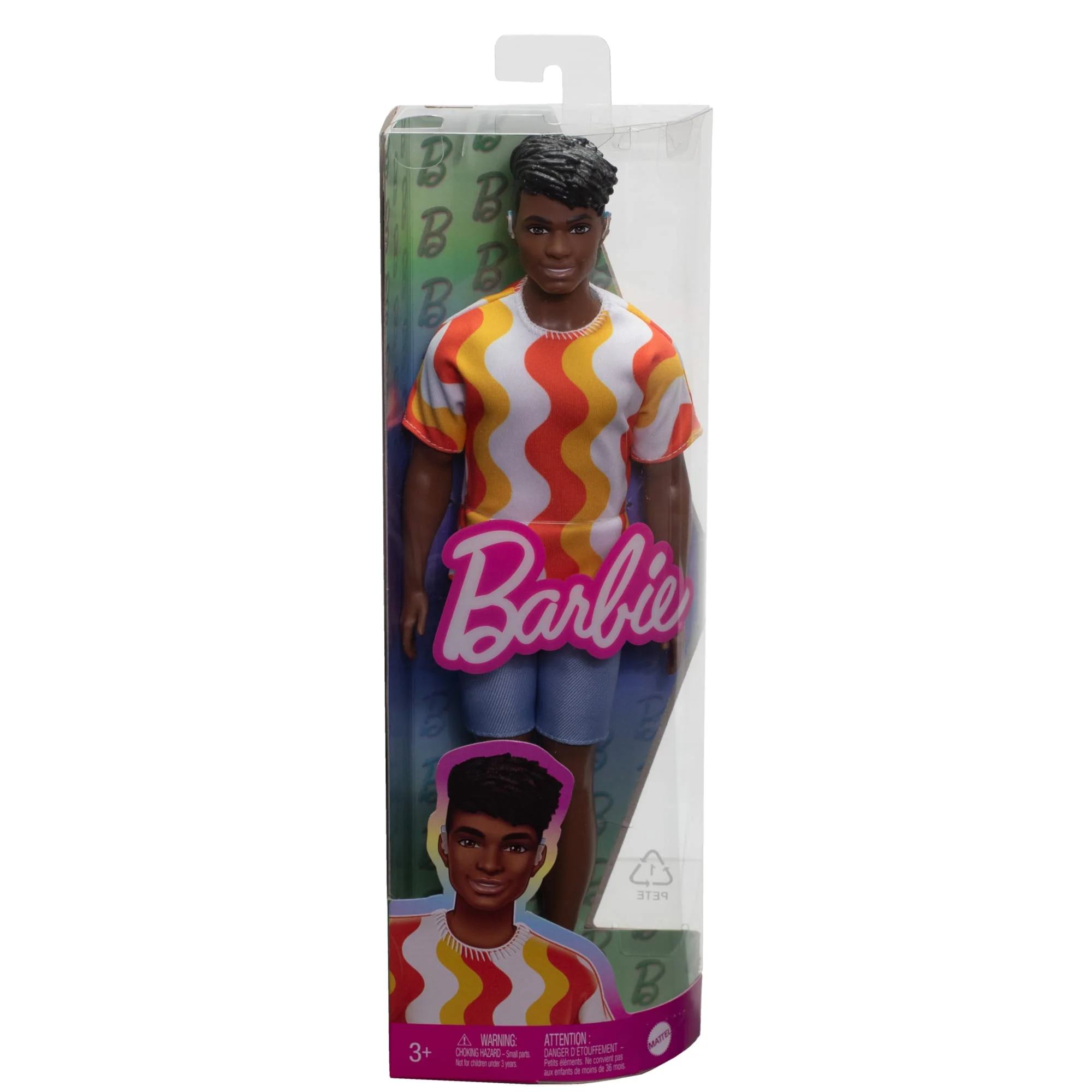 Barbie Fashionistas Ken-Puppe Nr. 220 Mit Hörgeräten, Die Ein Orangefarbenes Shirt Und Plateau-Schuhe Trägt - Image 6