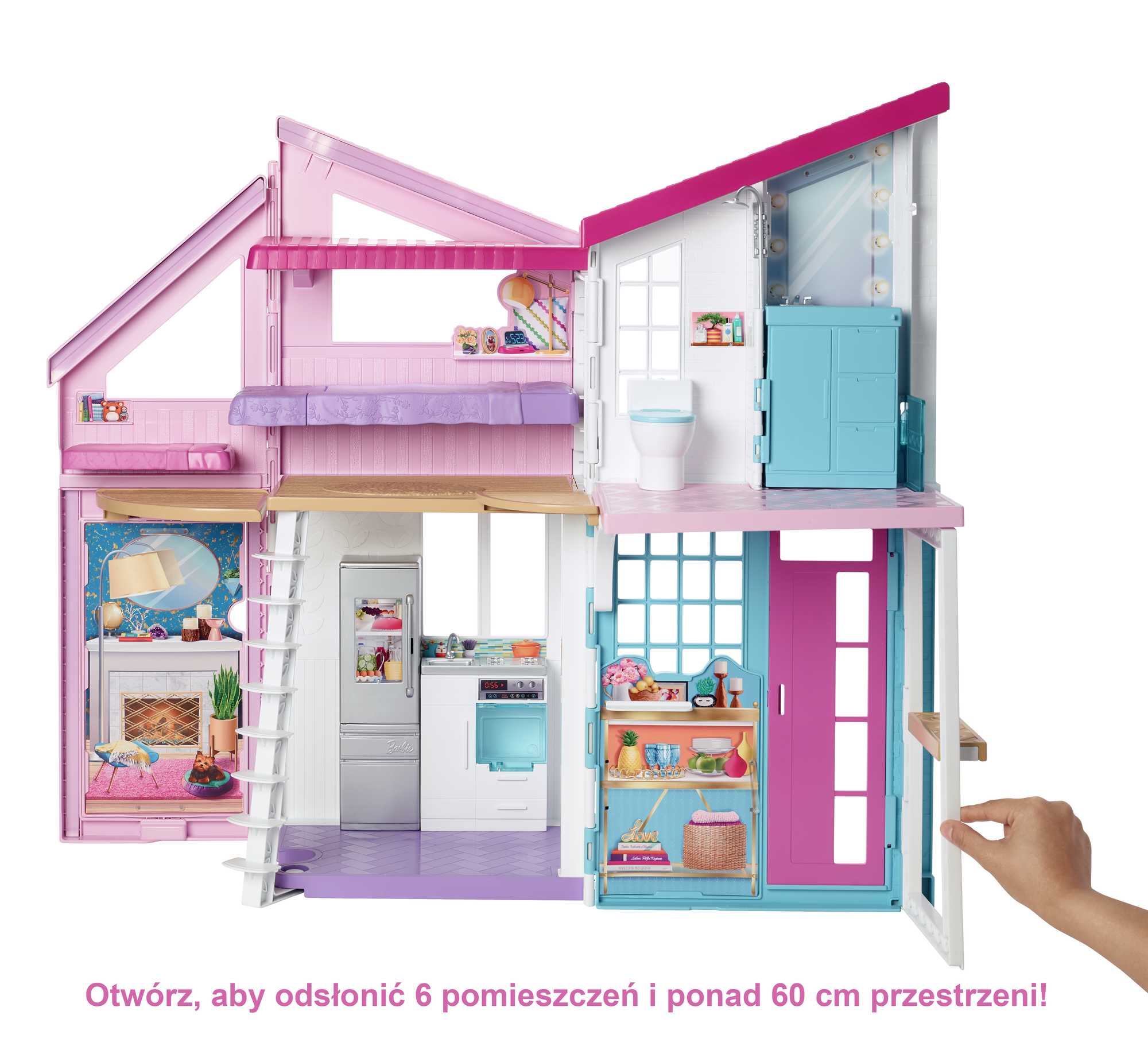 Barbie Domek Barbie Malibu: 2 poziomy, 6 pomieszczeń, funkcje transformacji oraz ponad 25 akcesoriów - Image 3