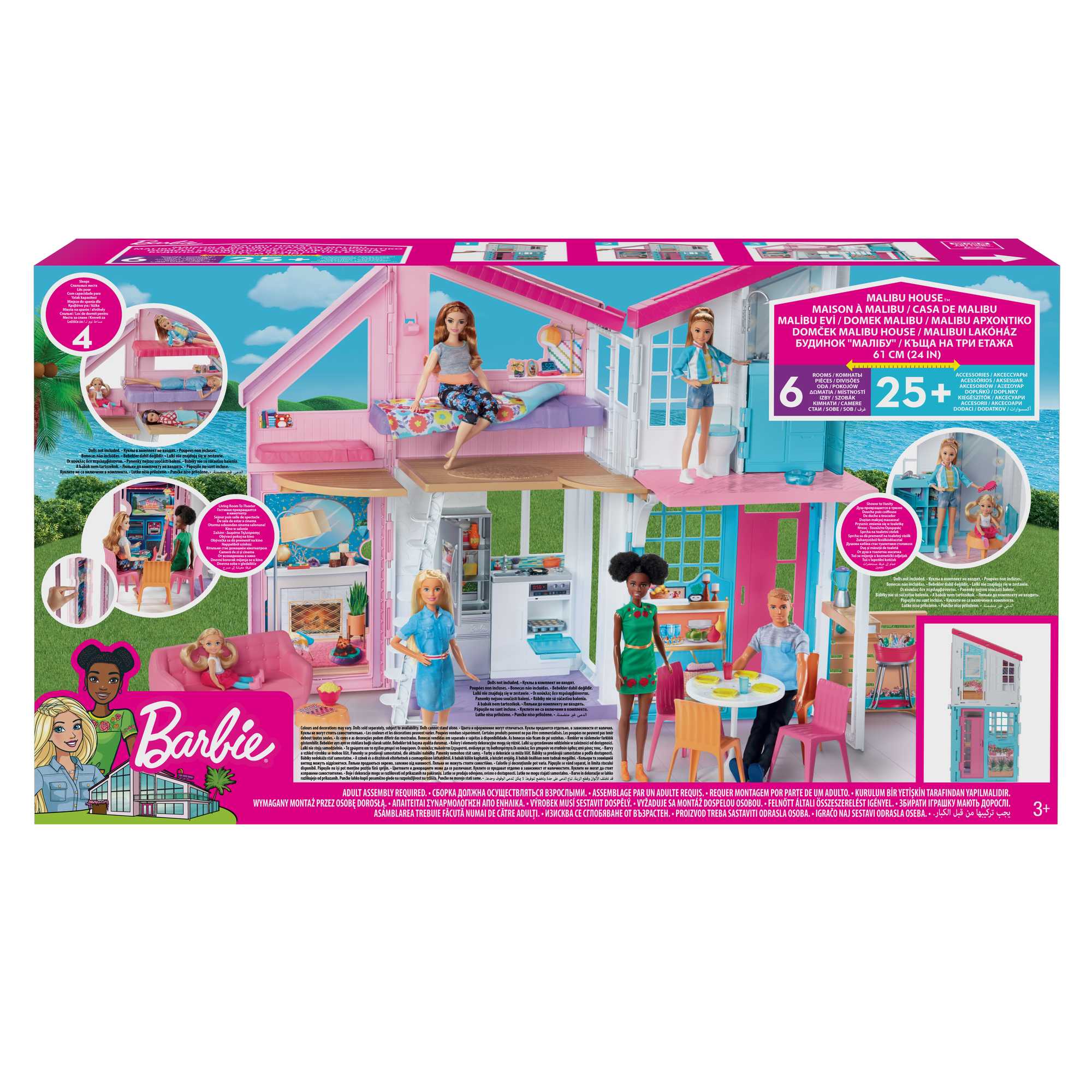 Barbie Domek Barbie Malibu: 2 poziomy, 6 pomieszczeń, funkcje transformacji oraz ponad 25 akcesoriów - Image 6