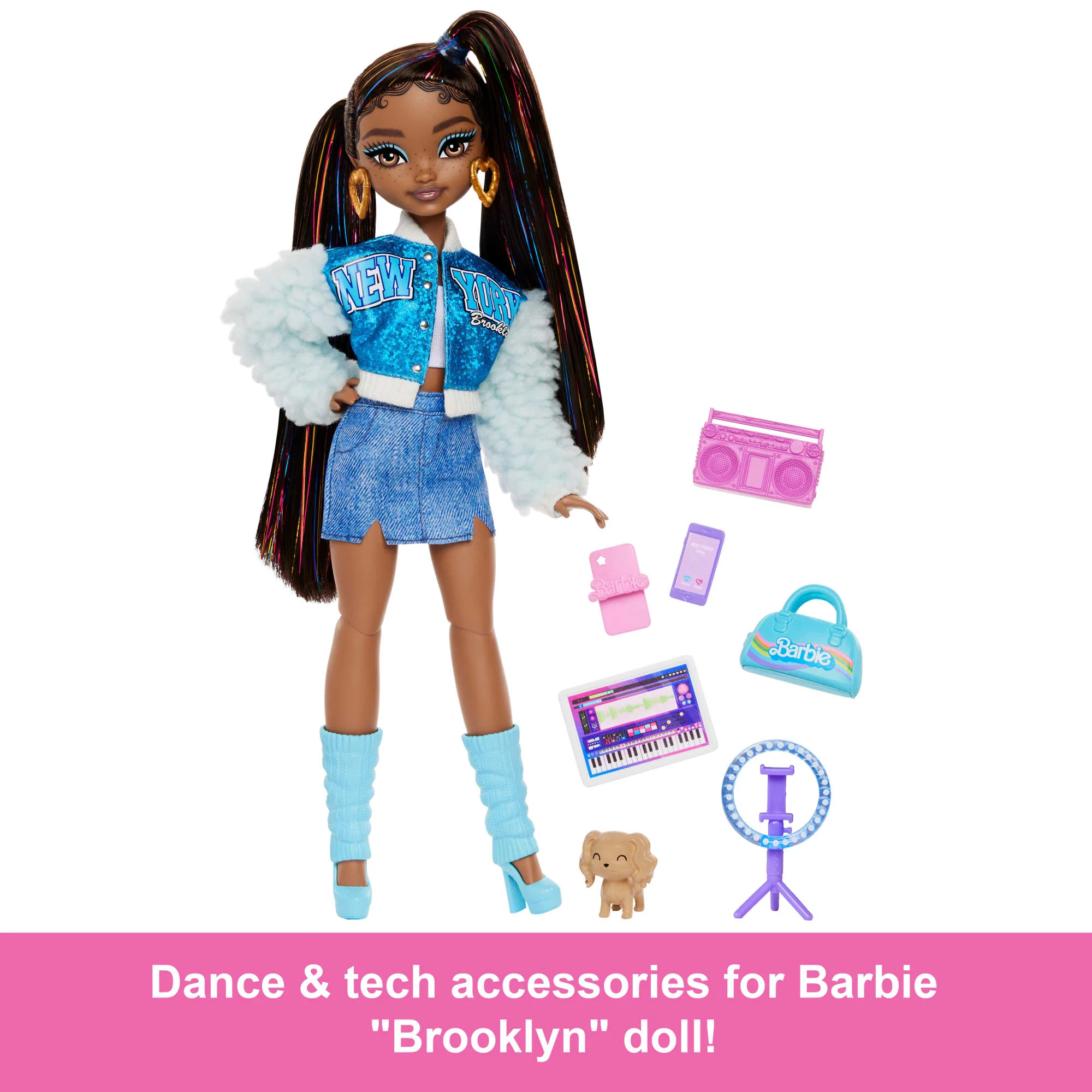 Barbie Dream Besties Barbie “Brooklyn” Fashion Doll With 8 Video & Music Themed Accessories - Image 3