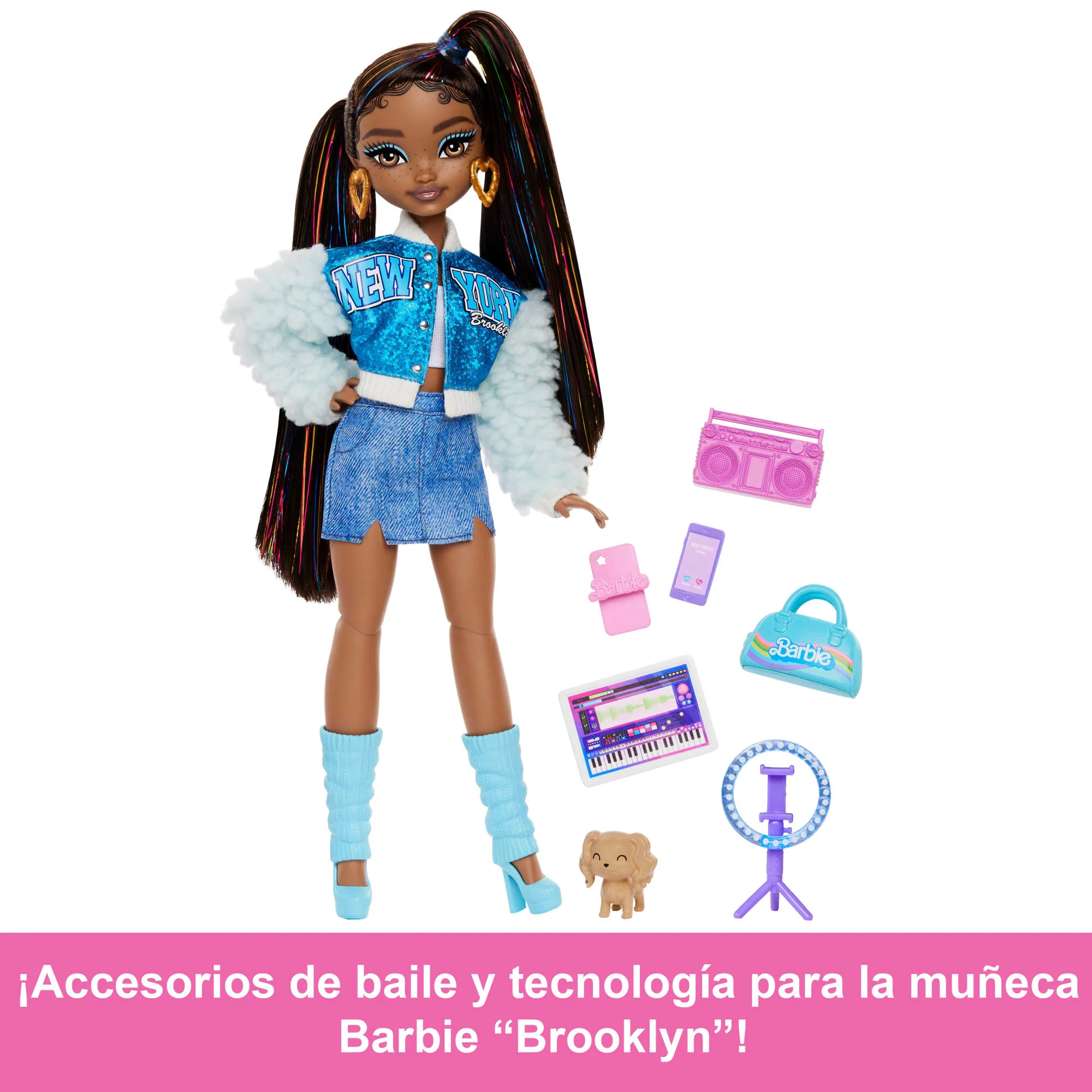 Muñeca De Moda Barbie 'Brooklyn' De Barbie Dream Besties Con 8 Accesorios Temáticos De Vídeo Y Música - Image 3