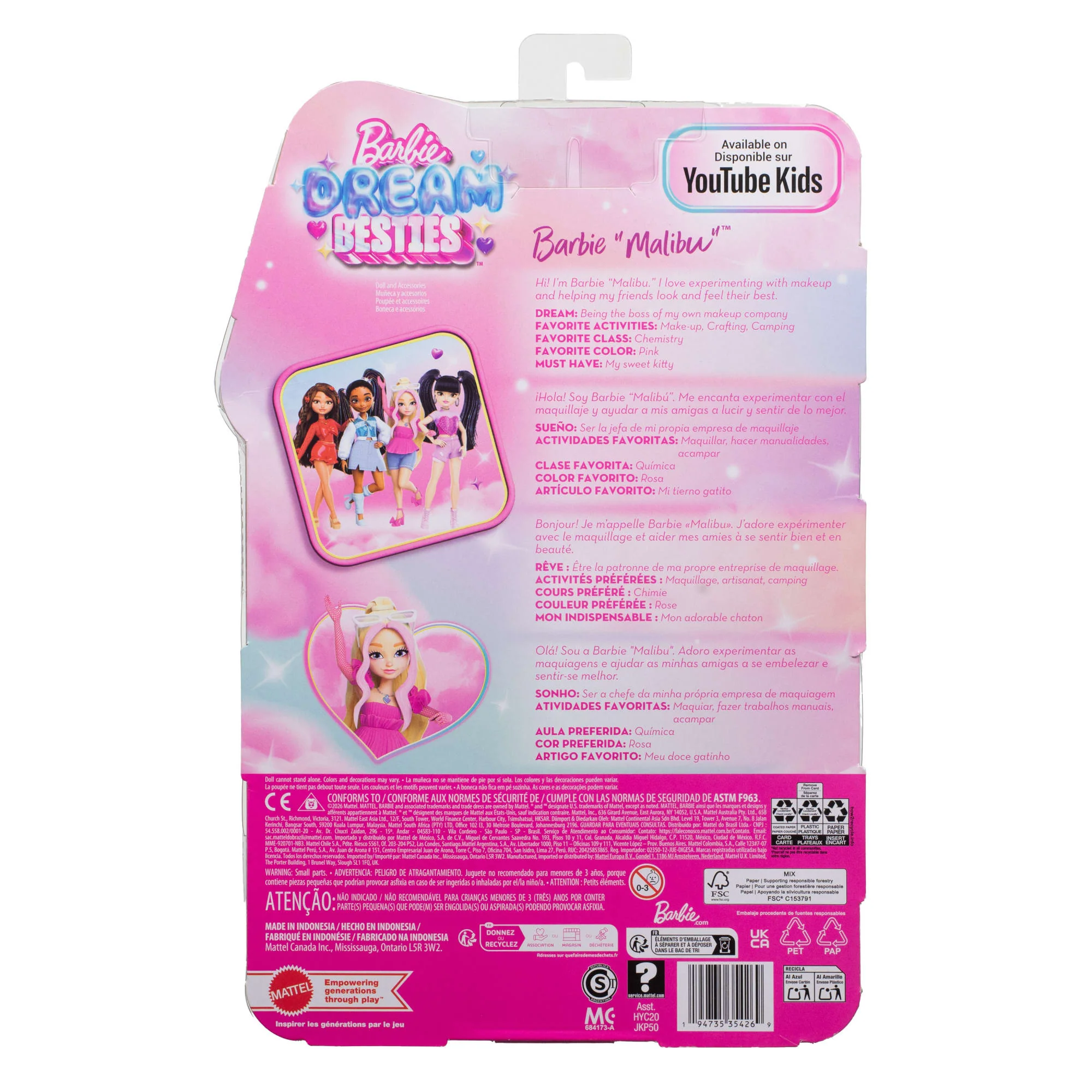 Muñeca Barbie “Malibu” De Barbie Dream Besties Y Accesorios, Muñeca De Moda Articulada Y Accesorios Temáticos - Image 4