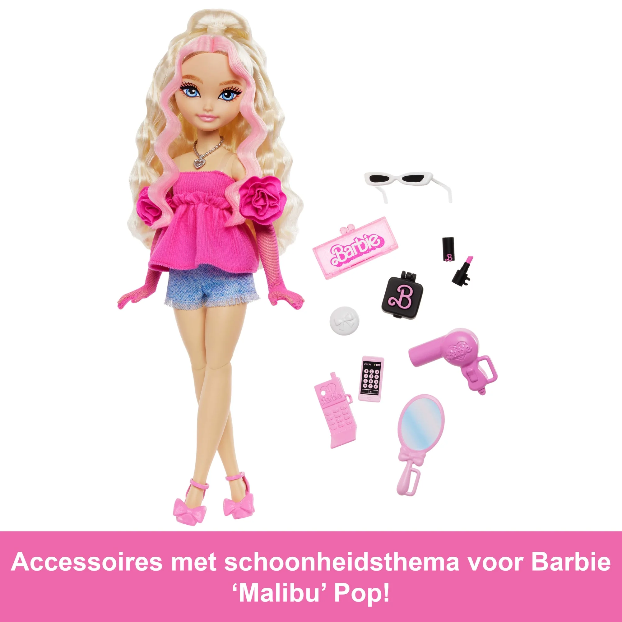 Barbie Dream Besties Barbie 'Malibu' Modepop Met 8 Accessoires Met Haar- En Make-Upthema - Image 3