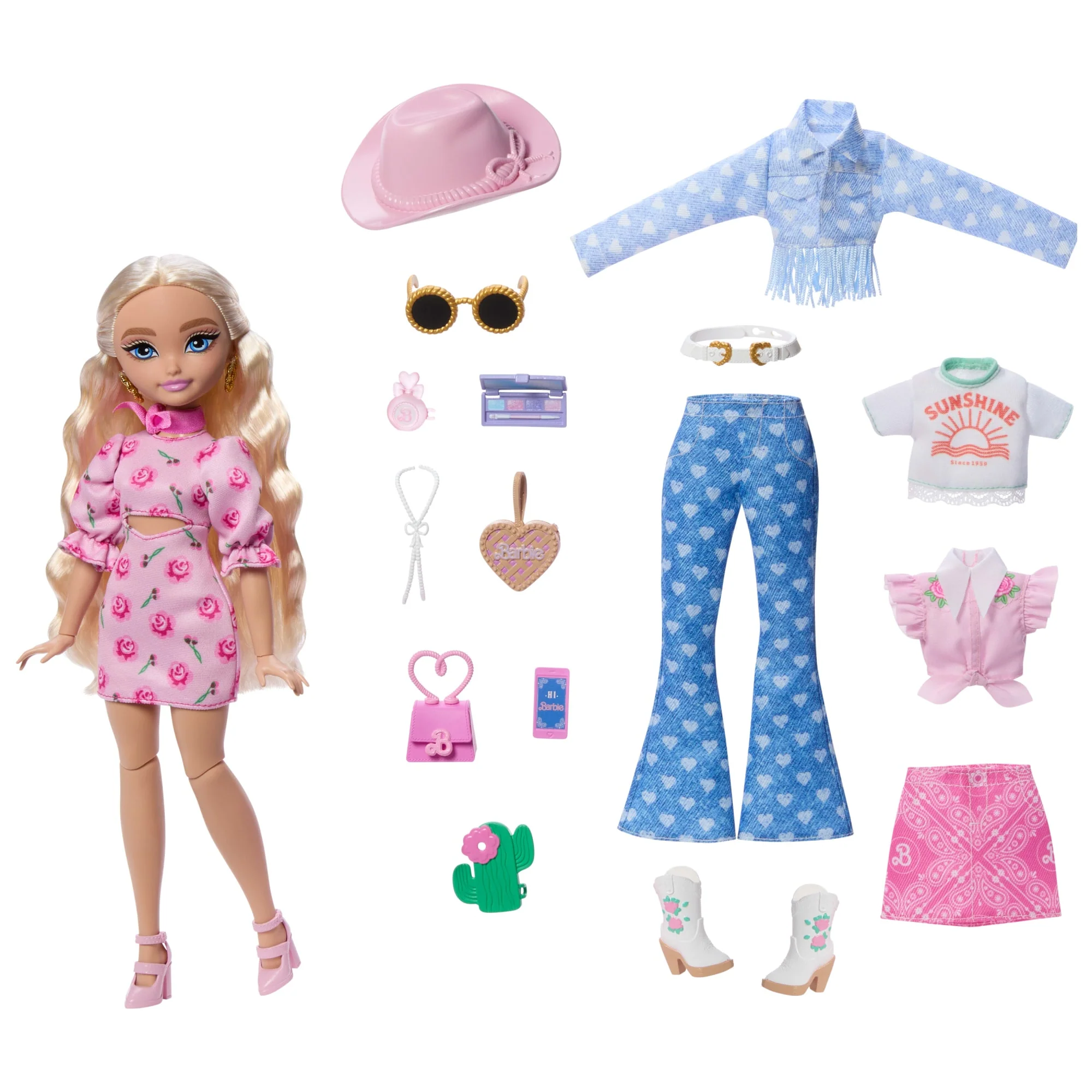Barbie Dream Besties Festival Kombinleri Seti, Çıkarılabilir Kıyafetleri Ve Aksesuarlarıyla Barbie 'Malibu' Bebek - Image 3