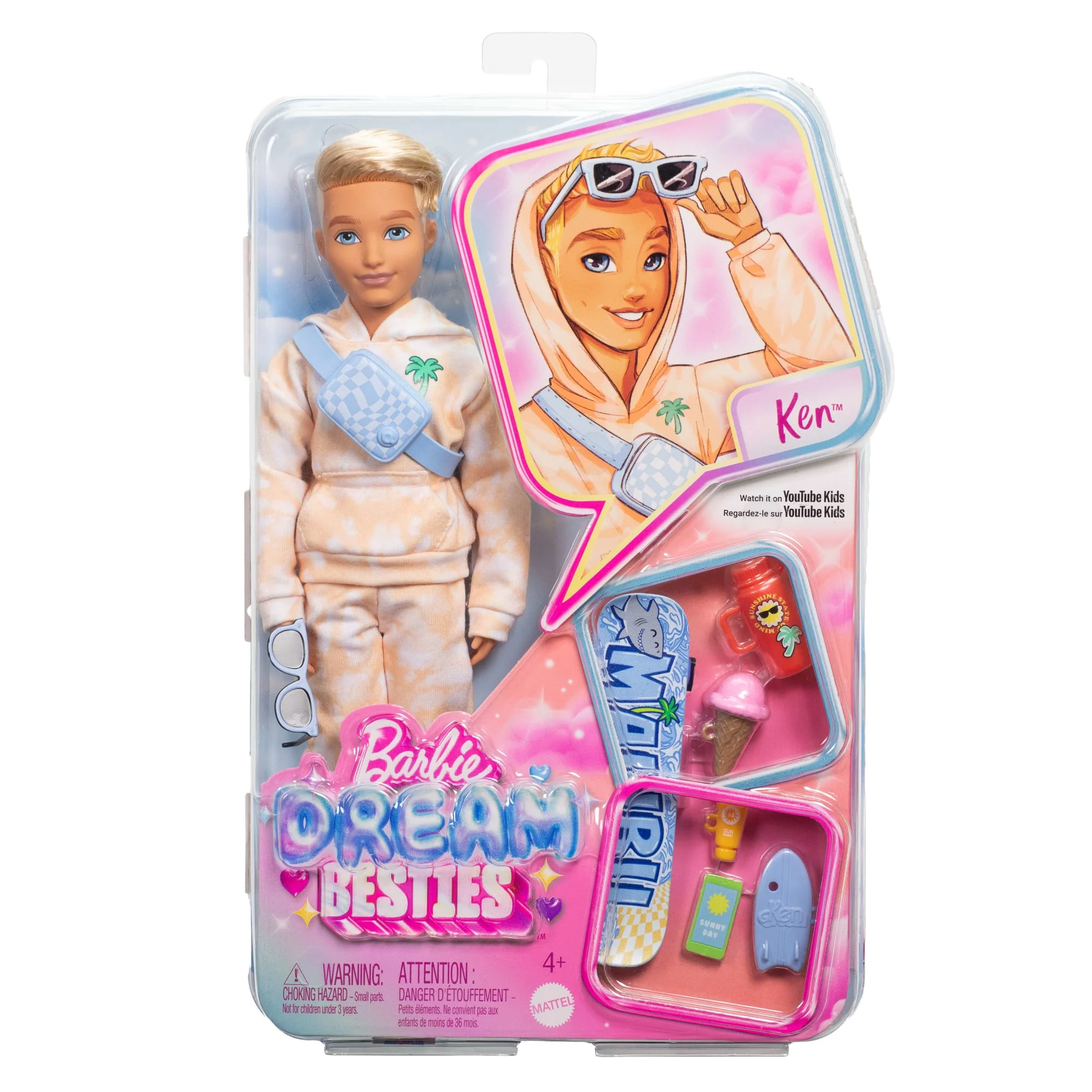 Barbie-Dream Besties Ken-Poupée Avec 9 Accessoires Skate Et Été - Image 6