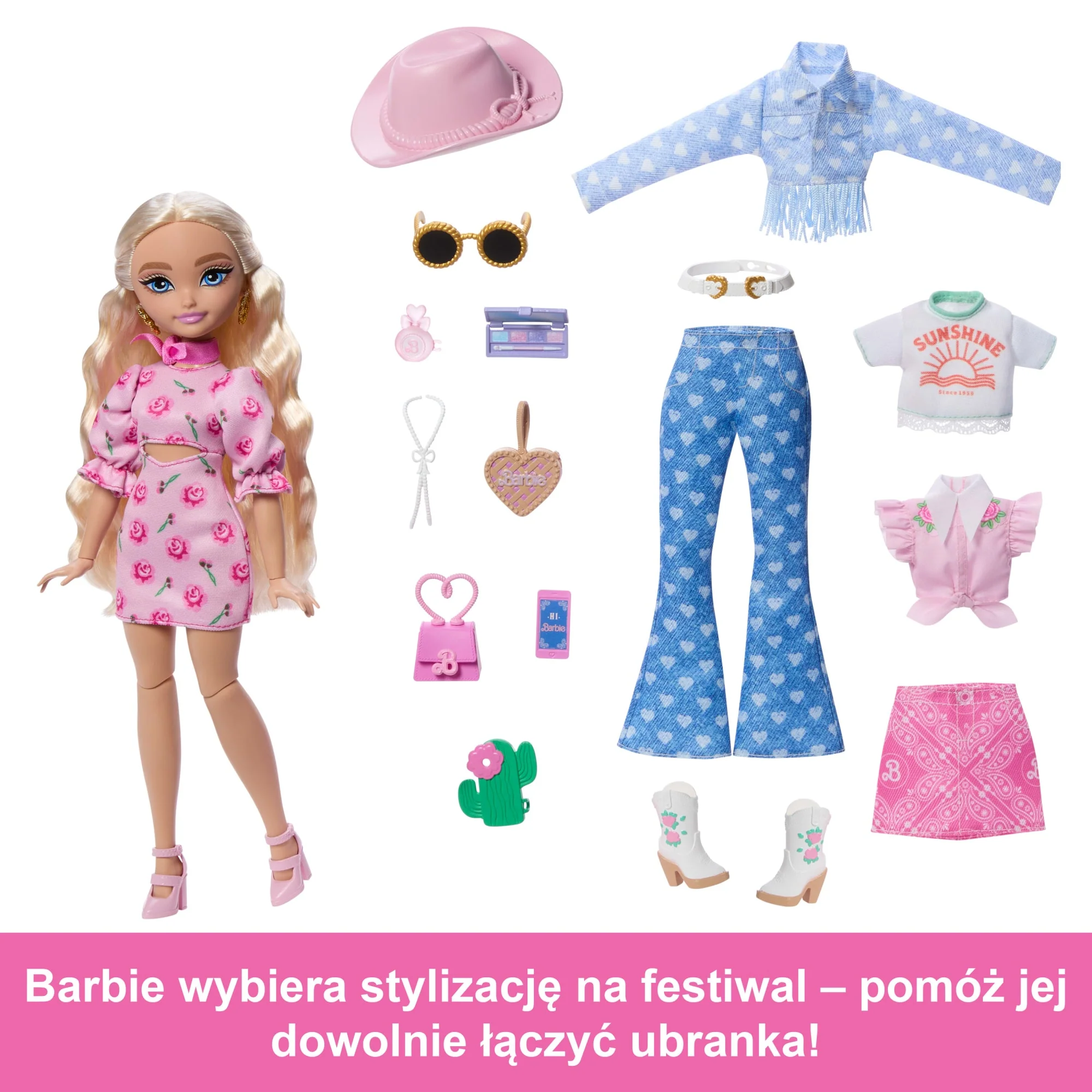 Barbie Dream Besties Malibu Festiwalowe stylizacje Lalka, ubranka i akcesoria Zestaw modowy Zabawka 4+ - Image 3
