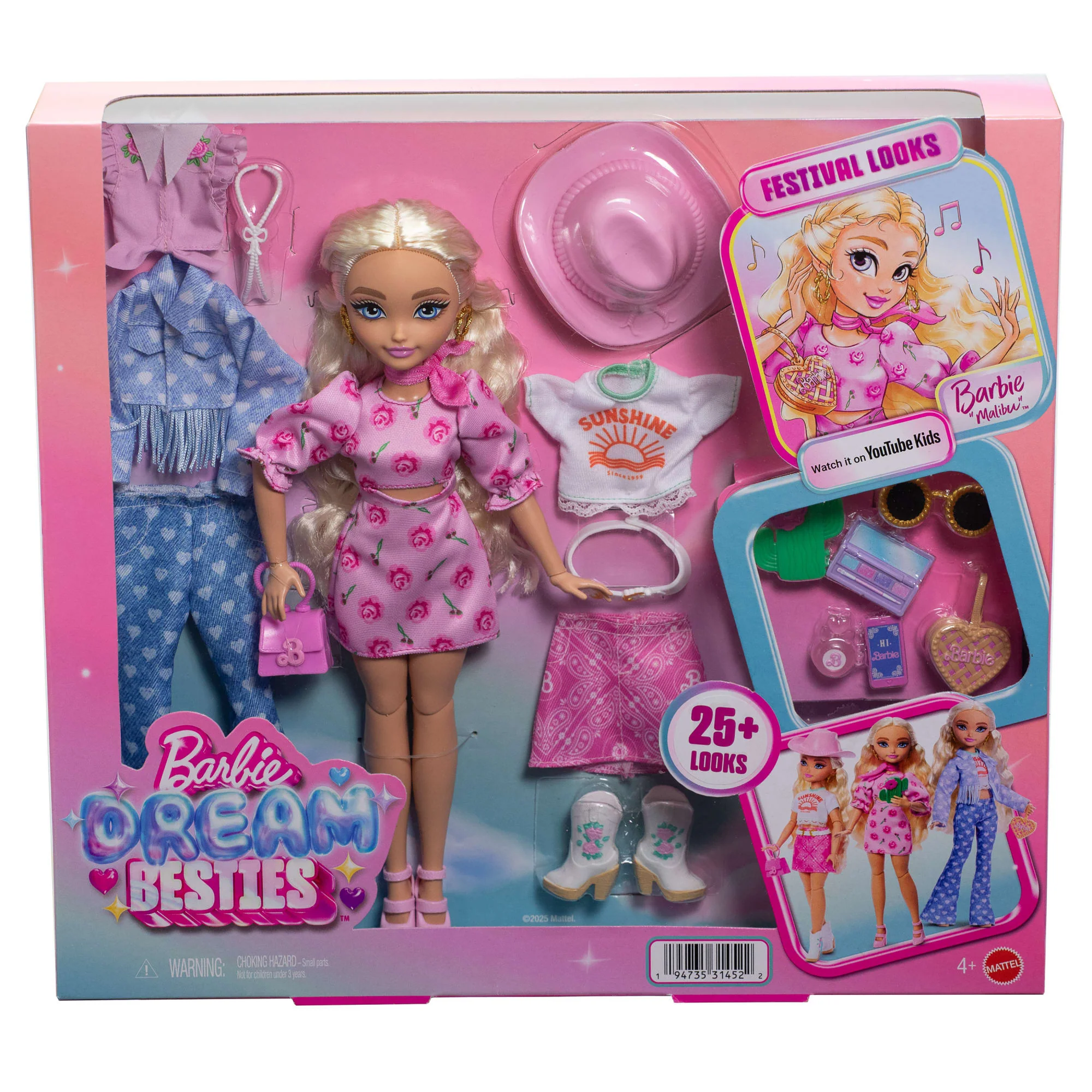 Barbie Dream Besties Malibu Festiwalowe stylizacje Lalka, ubranka i akcesoria Zestaw modowy Zabawka 4+ - Image 6
