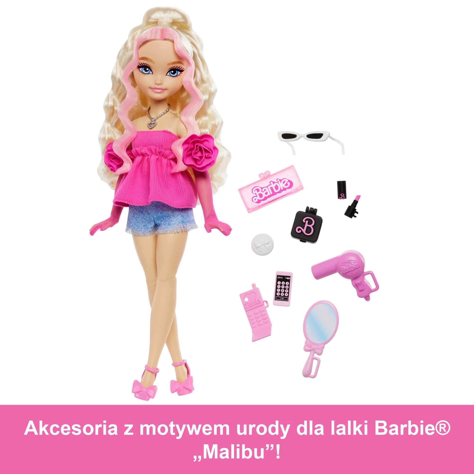 Barbie Dream Besties Malibu Lalka modowa z 8 akcesoriami z motywem makijażu i urody - Image 3