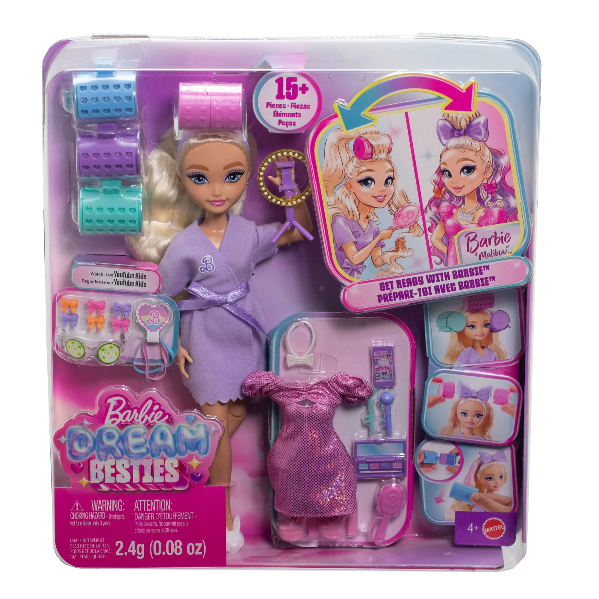 Barbie Dream Besties Malibu Wyszykuj się ze mną Lalka + akcesoria Zestaw Zabawka 4+ - Image 6