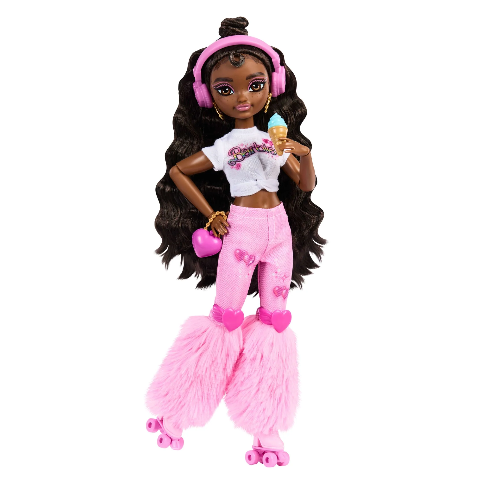 Dream Besties Barbie Brooklyn“ Rollschuh-Modepuppe Mit 9 Zubehörteilen Zum Thema Musik Und Video