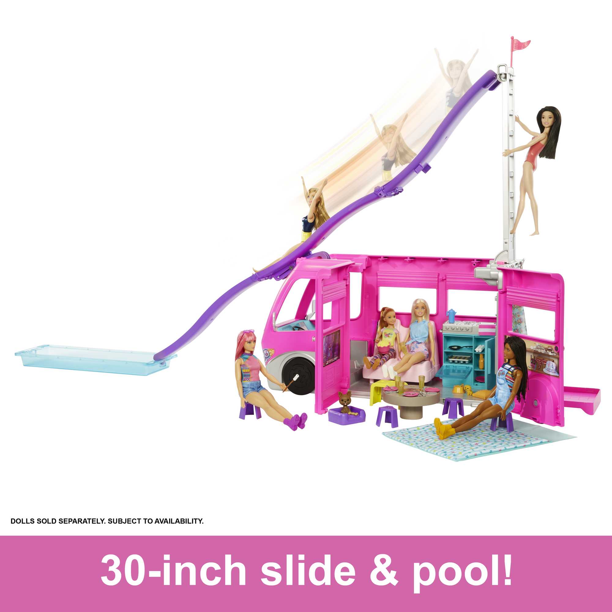 Barbie Camper, Doll Playset With 60 Accessories, 30-Inch Slide, Dream Camper - Image 3