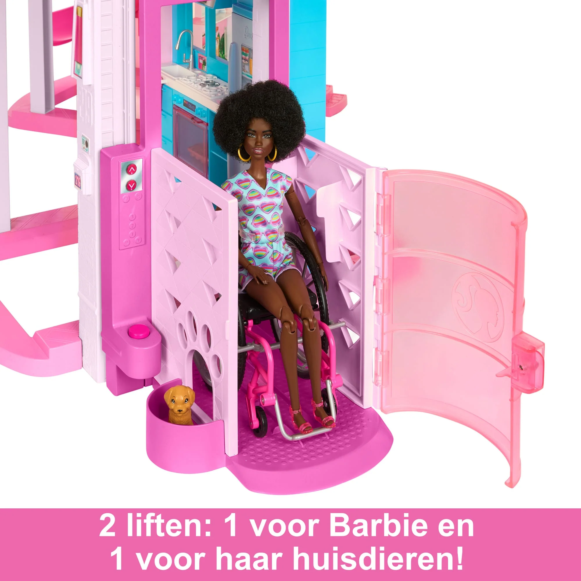 Barbie Droomhuis, Meer Dan 75 Onderdelen, Zwembadfeestje Poppenhuis Met Glijbaan Over 3 Verdiepingen - Image 5