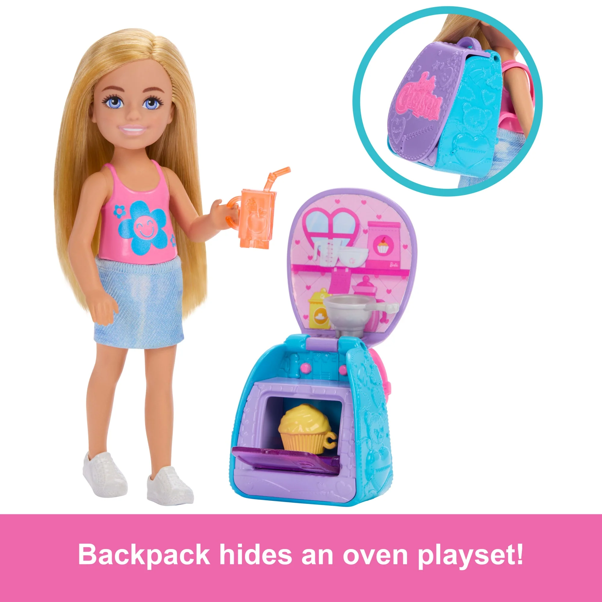 Barbie Family & Friends Chelsea Cupcake Baking Backpack Chelsea Doll And Accessories, Backpack With Cupcake Play Piece - Image 3