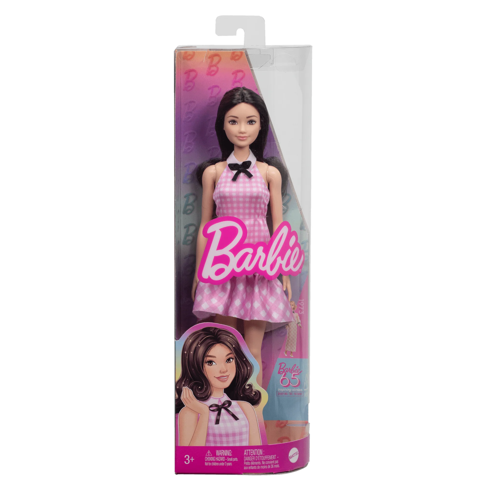 Barbie Fashionista Puppe Mit Schwarzen Haaren, Rosa Gingham-Kleid - Image 6