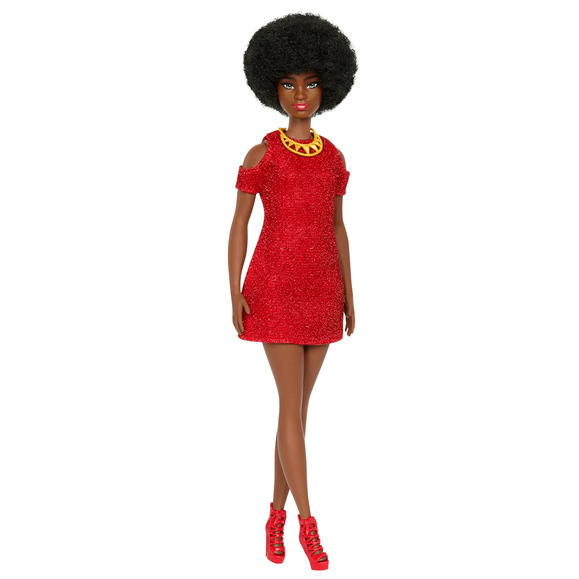Barbie-Fashionistas 221-Poupée Avec Cheveux Noirs Et Robe Rouge