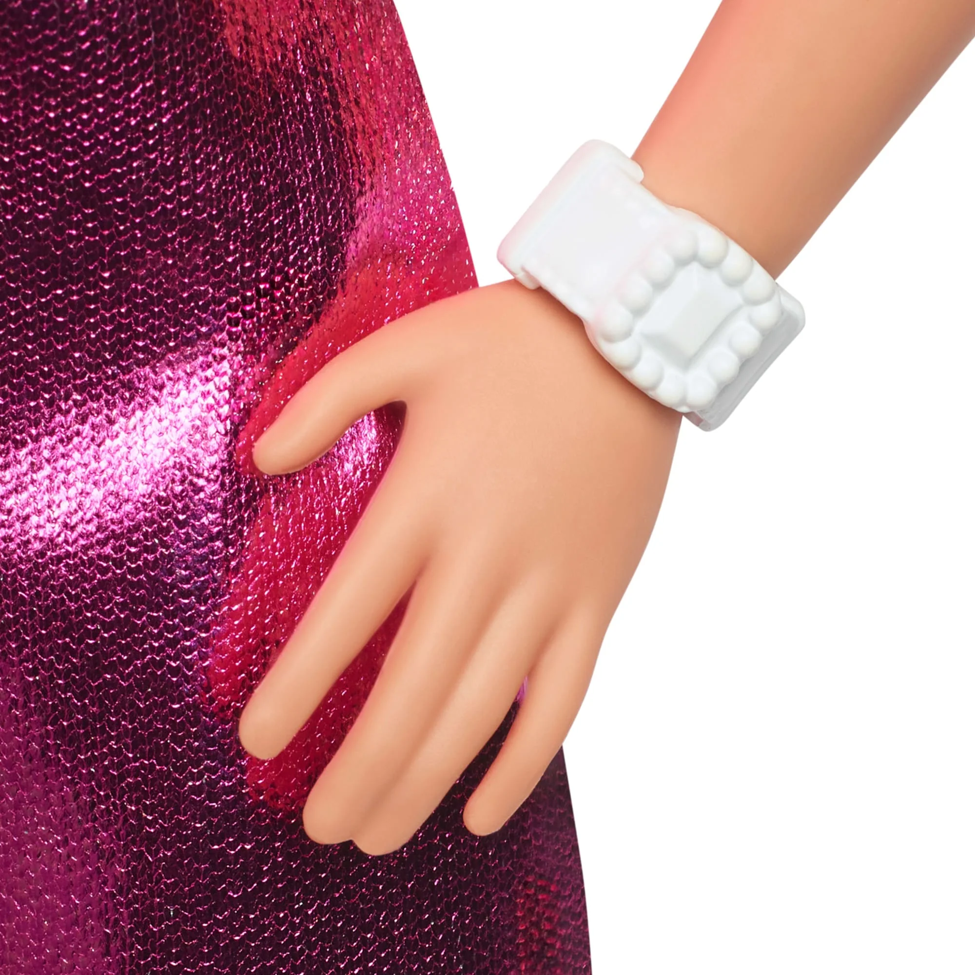 Barbie Fashionistas Doll #230 in Metallic Pink Minidress With Heart Cut-Out, Blond Hair - Image 5