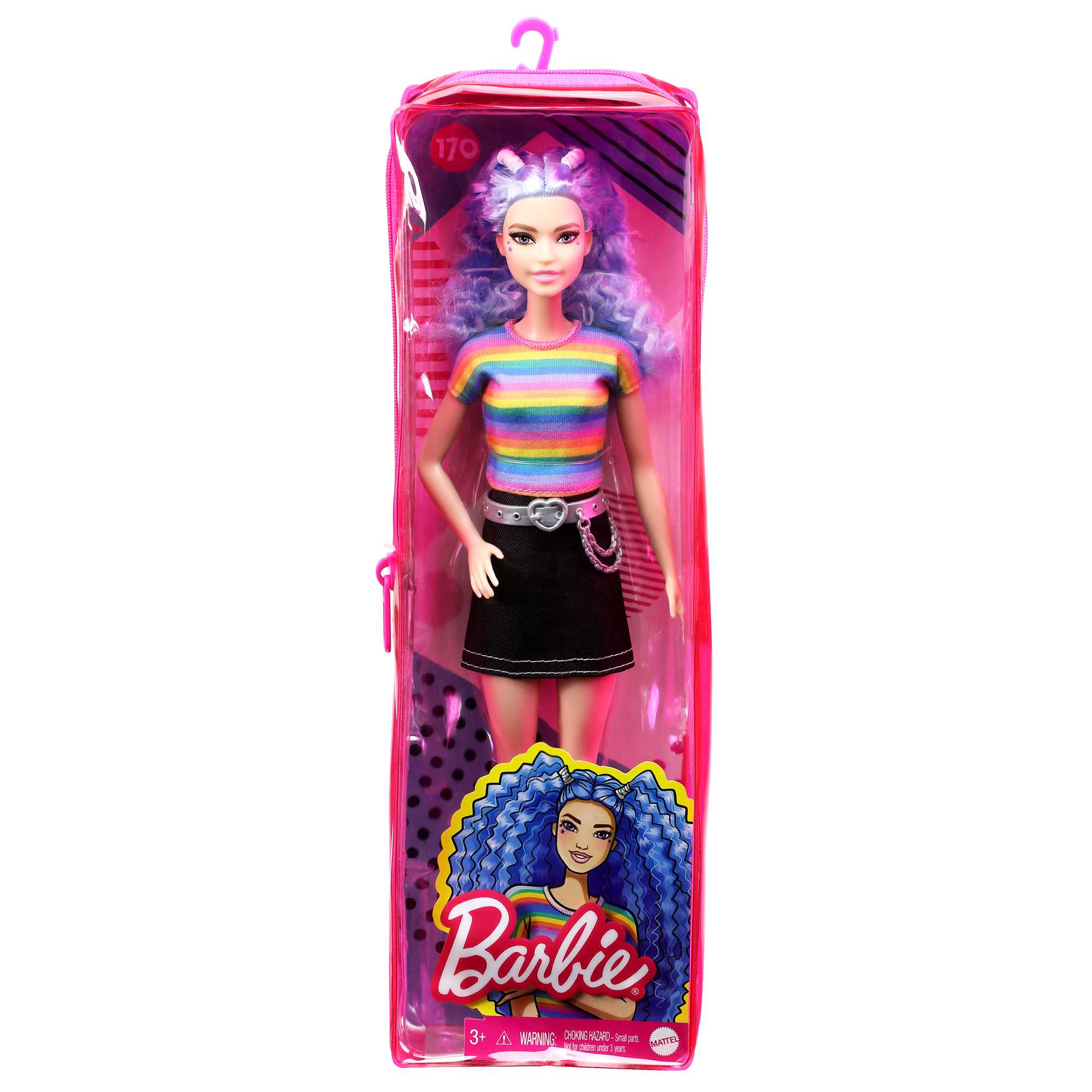 Barbie Fashionistas Puppe (Blaue Haare) Im Regenbogen-Shirt Und Rock - Image 6