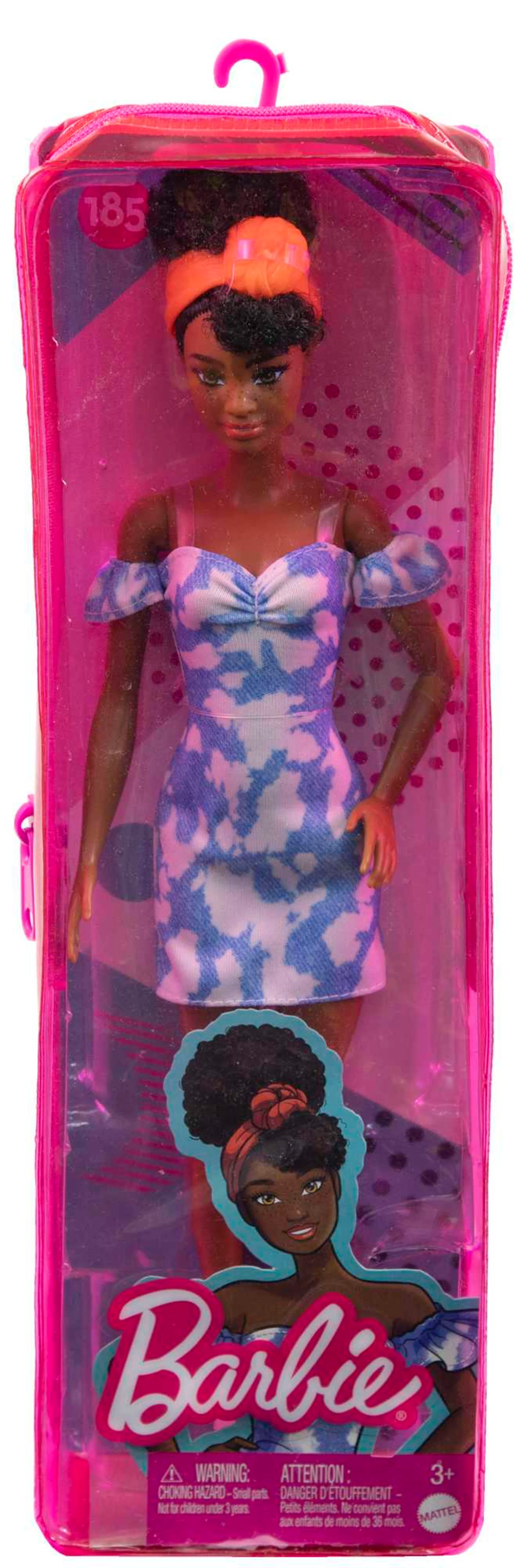 Barbie Fashionistas Puppe Im Schulterfreien Gebleichten Jeanskleid, Schwarze Haare, Bandana, Für Kinder Von 3 Bis 8 Jahren - Image 7