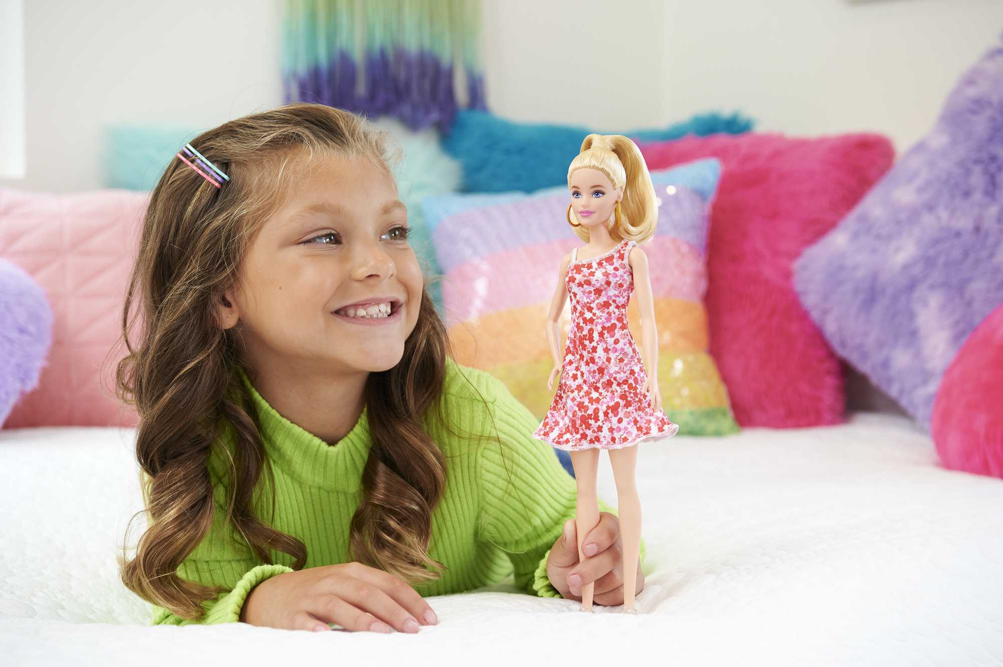 Barbie Fashionistas-Puppe Nr. 205 Mit Blondem Pferdeschwanz Und Blumenkleid - Image 2