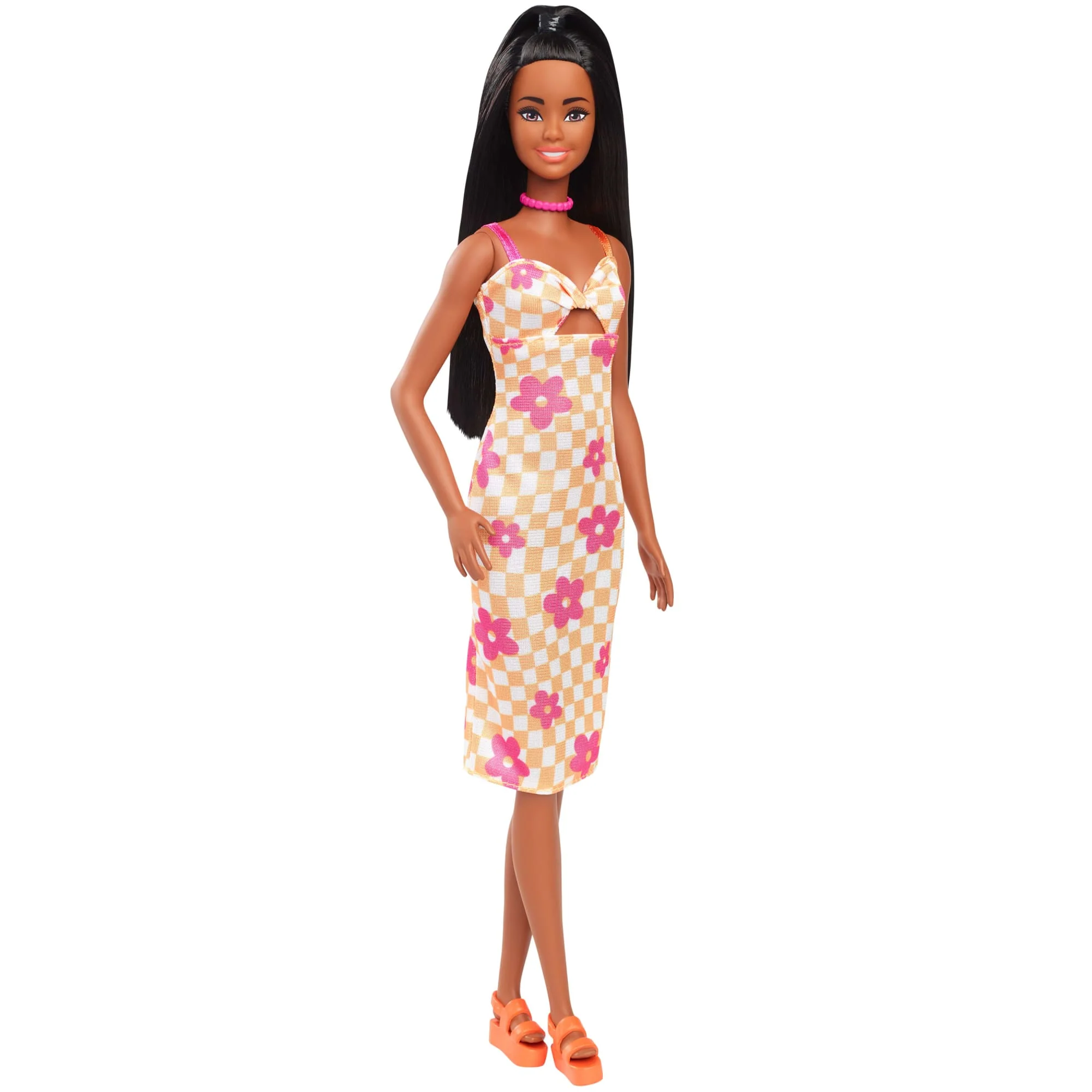Barbie Fashionistas-Puppe Nr. 233 Mit Blumen-Midi-Karokleid Und Schwarzem Haar