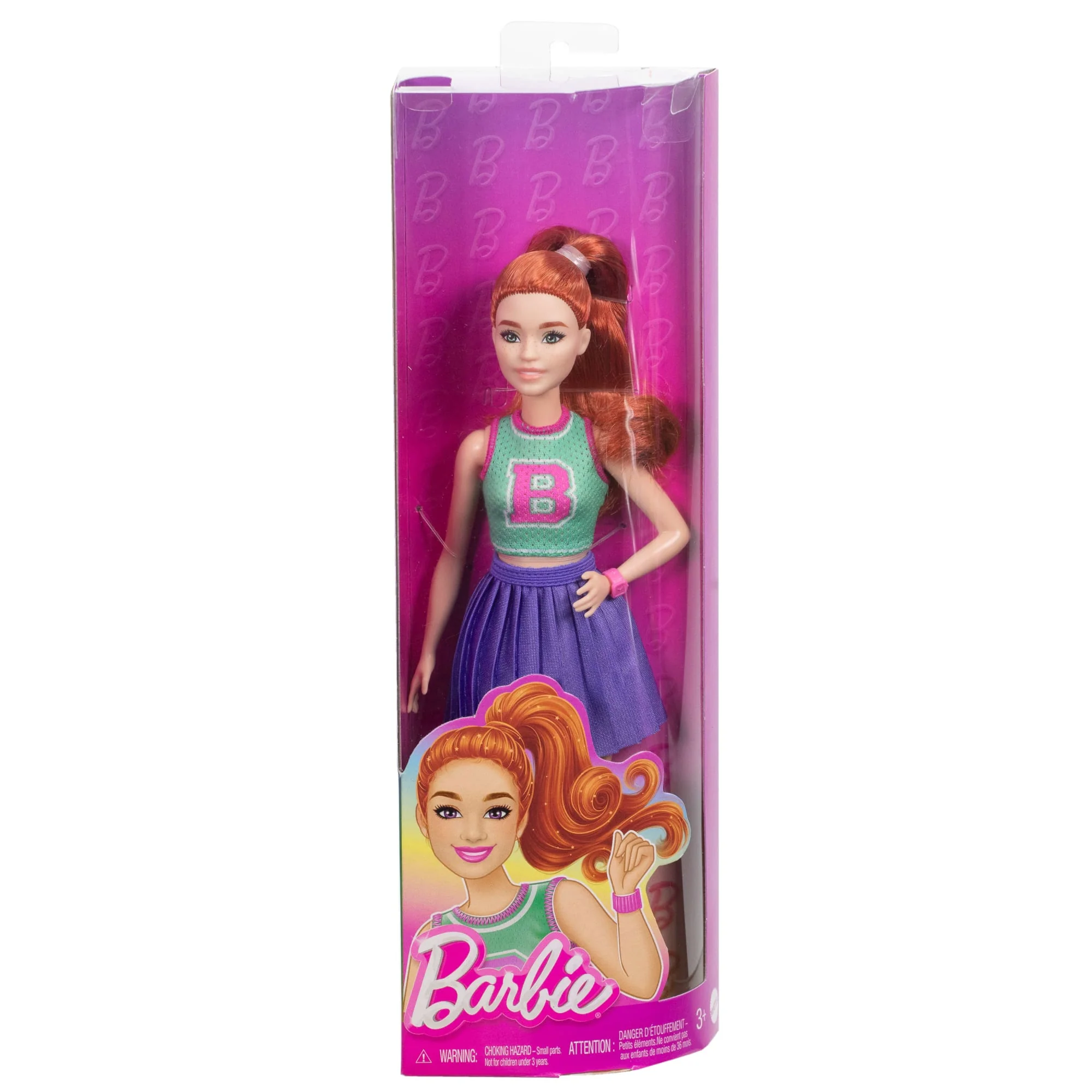 Barbie Fashionistas-Puppe Nr. 232 Mit Jersey-Oberteil, Violettem Faltenrock Und Rotem Haar - Image 6