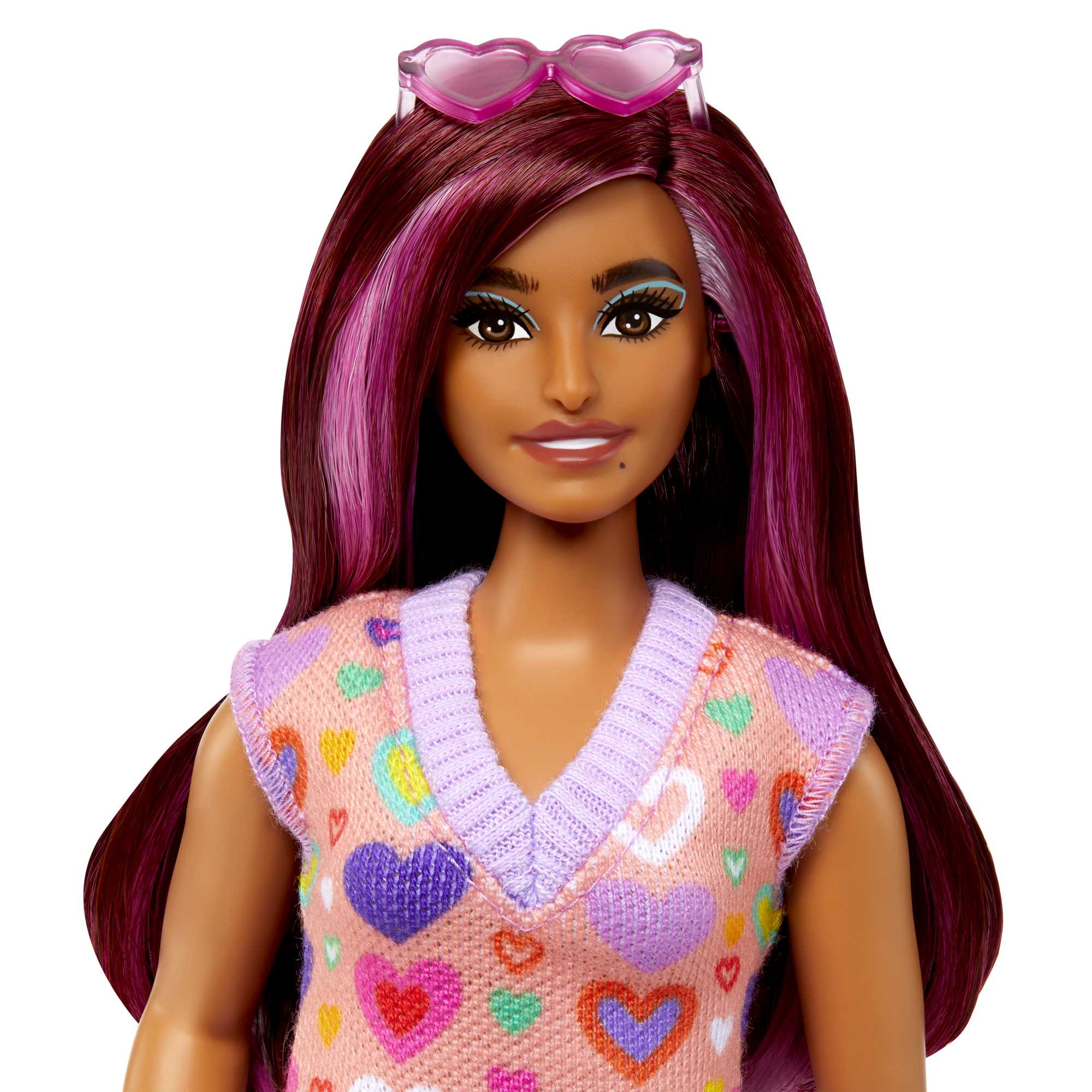 Barbie Fashionistas Puppe Nr. 207 Mit Pinkfarbenen Strähnen Und Kleid Mit Herzaufdruck - Image 3