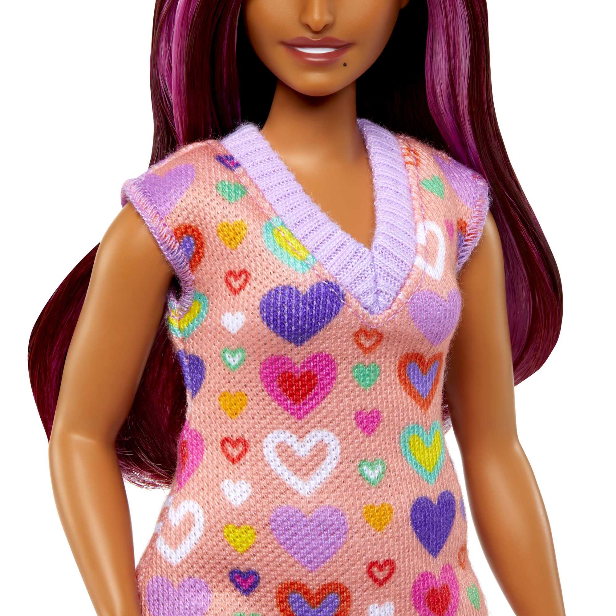 Barbie Fashionistas Puppe Nr. 207 Mit Pinkfarbenen Strähnen Und Kleid Mit Herzaufdruck - Image 4