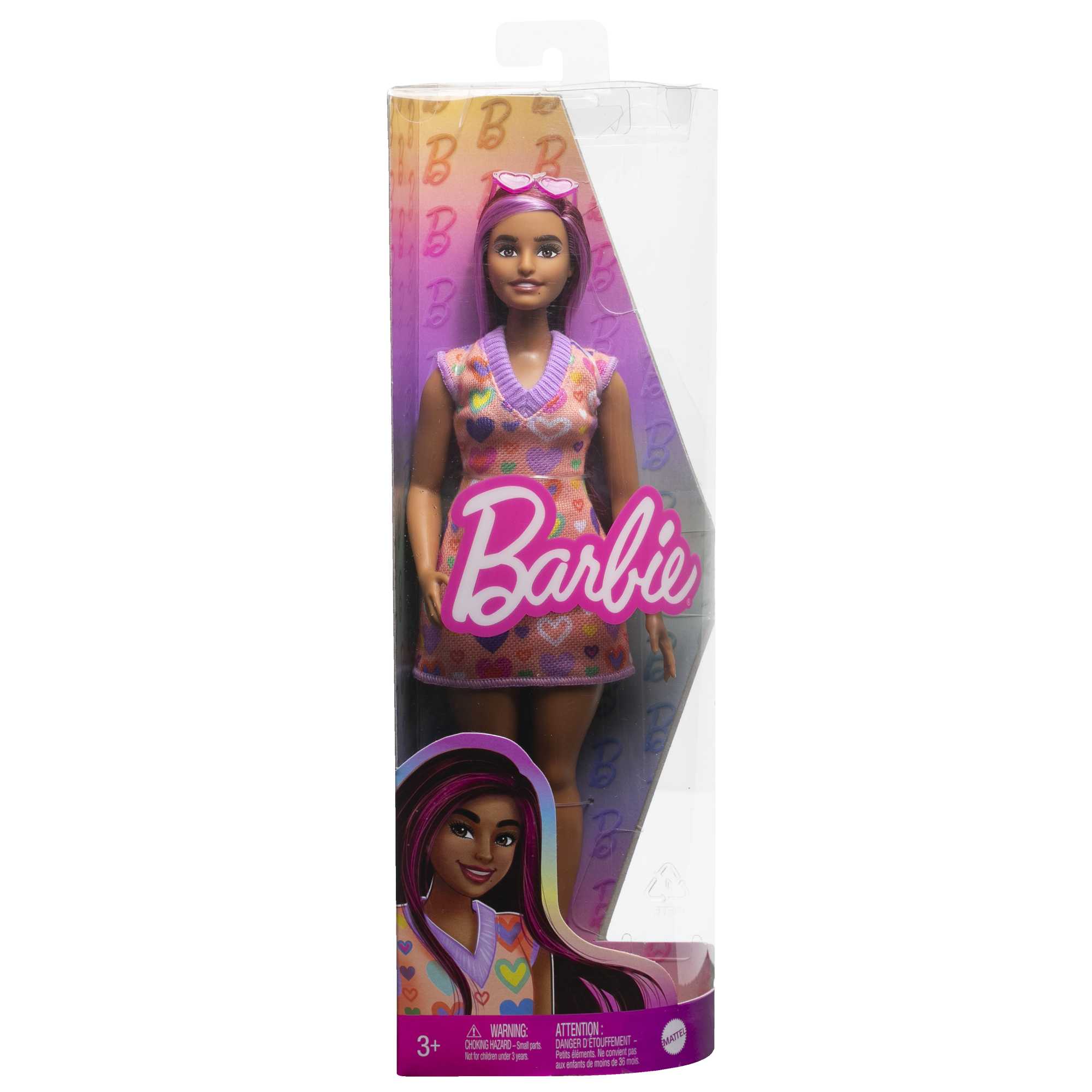 Barbie Fashionistas Puppe Nr. 207 Mit Pinkfarbenen Strähnen Und Kleid Mit Herzaufdruck - Image 6