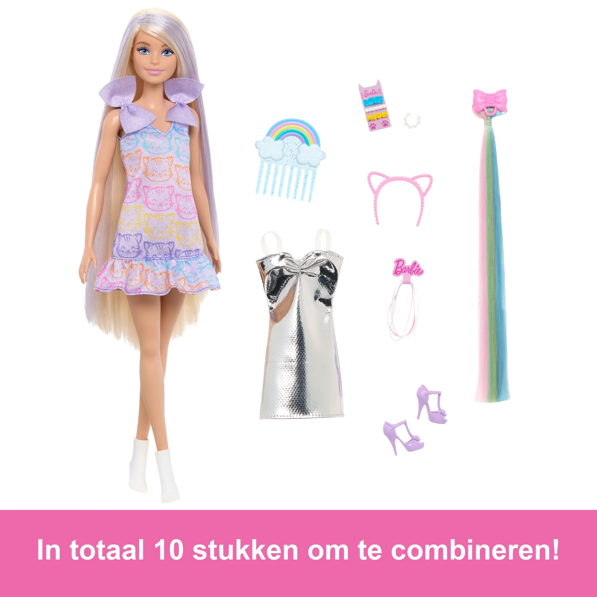 Barbie Fun & Fancy Pop En Accessoires, Blonde Modepop Met Extra Lang Haar En 2 Looks - Image 3