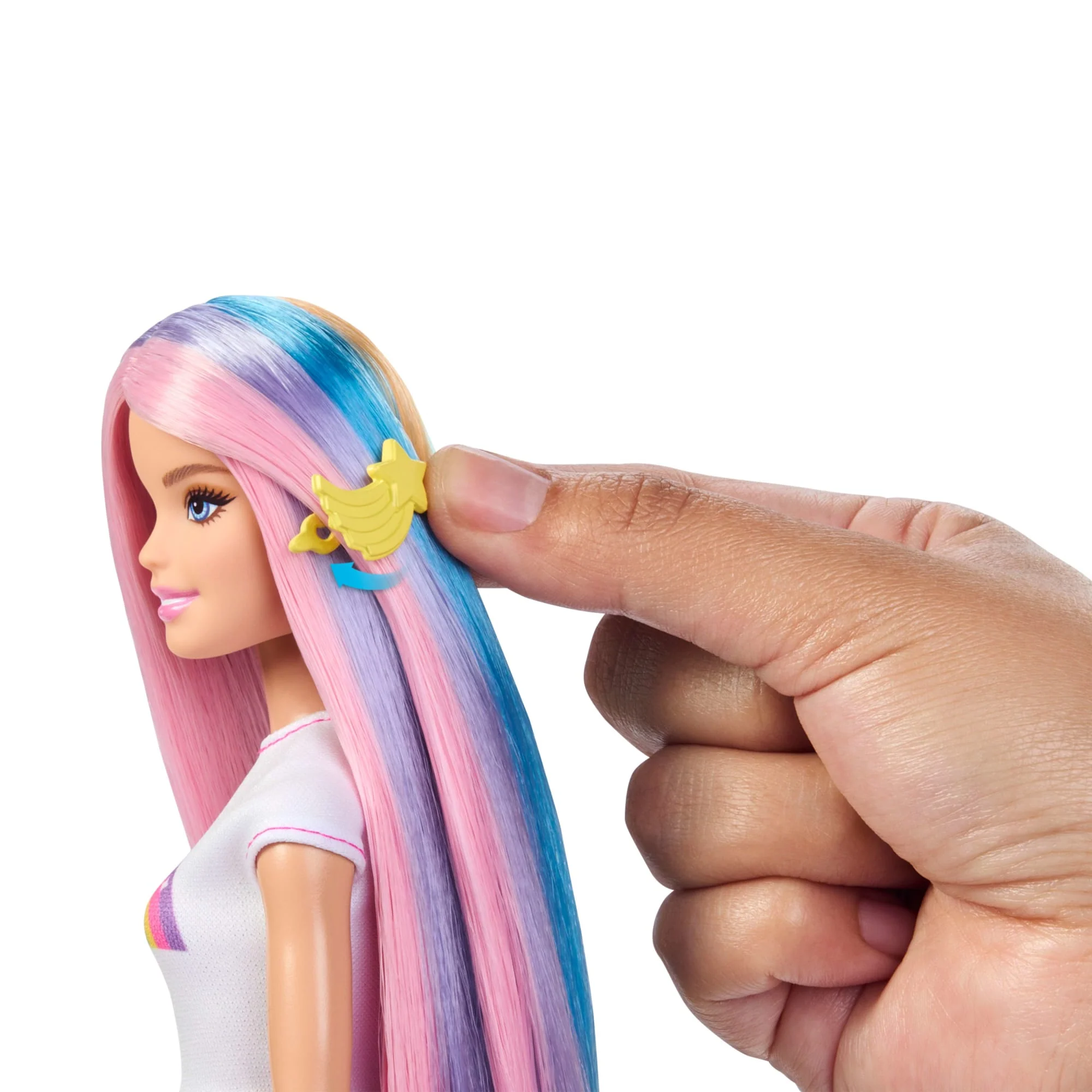 Ekstra Uzun Saçlı Barbie Gökkuşağı Saçlar Bebekleri, 12 Saç Şekillendirme Aksesuarı - Image 6