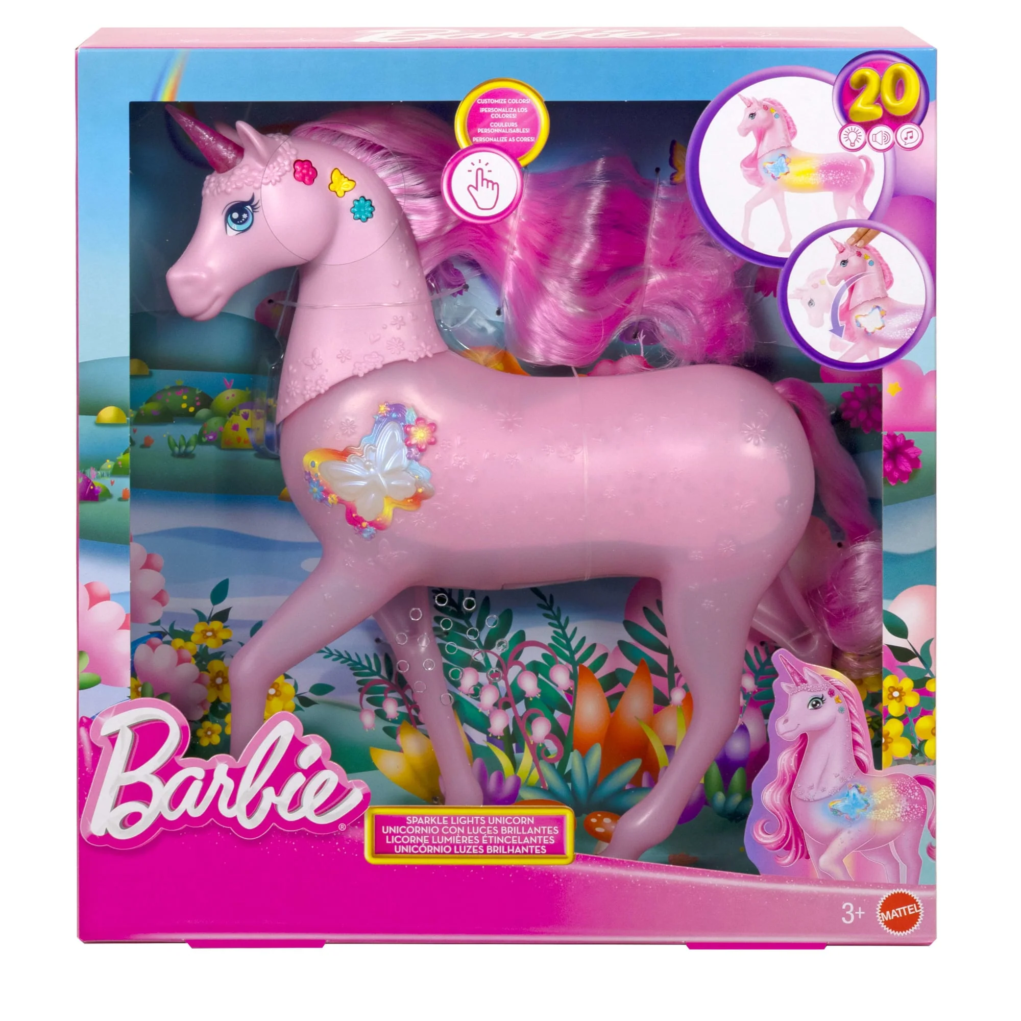 20 Interaktif Işık, Ses Ve Müzik Kombinasyonu Bulunan Barbie Işıltılı Tek Boynuzlu At Oyuncağı - Image 6