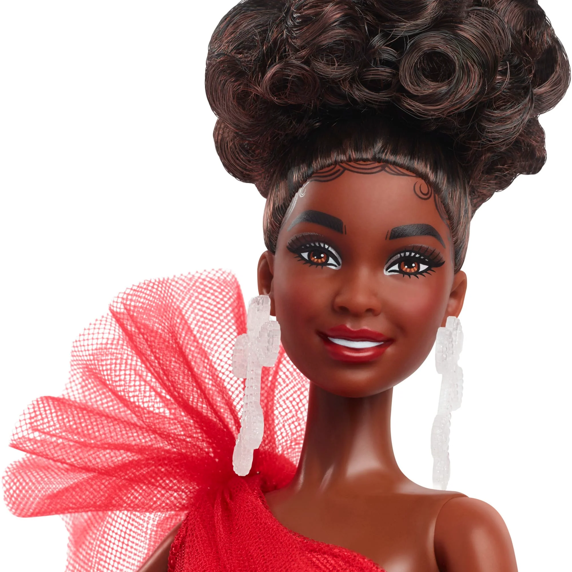 Barbie Poupée Barbie Joyeux Noël 2024 Poupée De Collection Aux Cheveux Noirs Avec Robe À Carreaux Dans Un Emballage À Exposer - Image 2