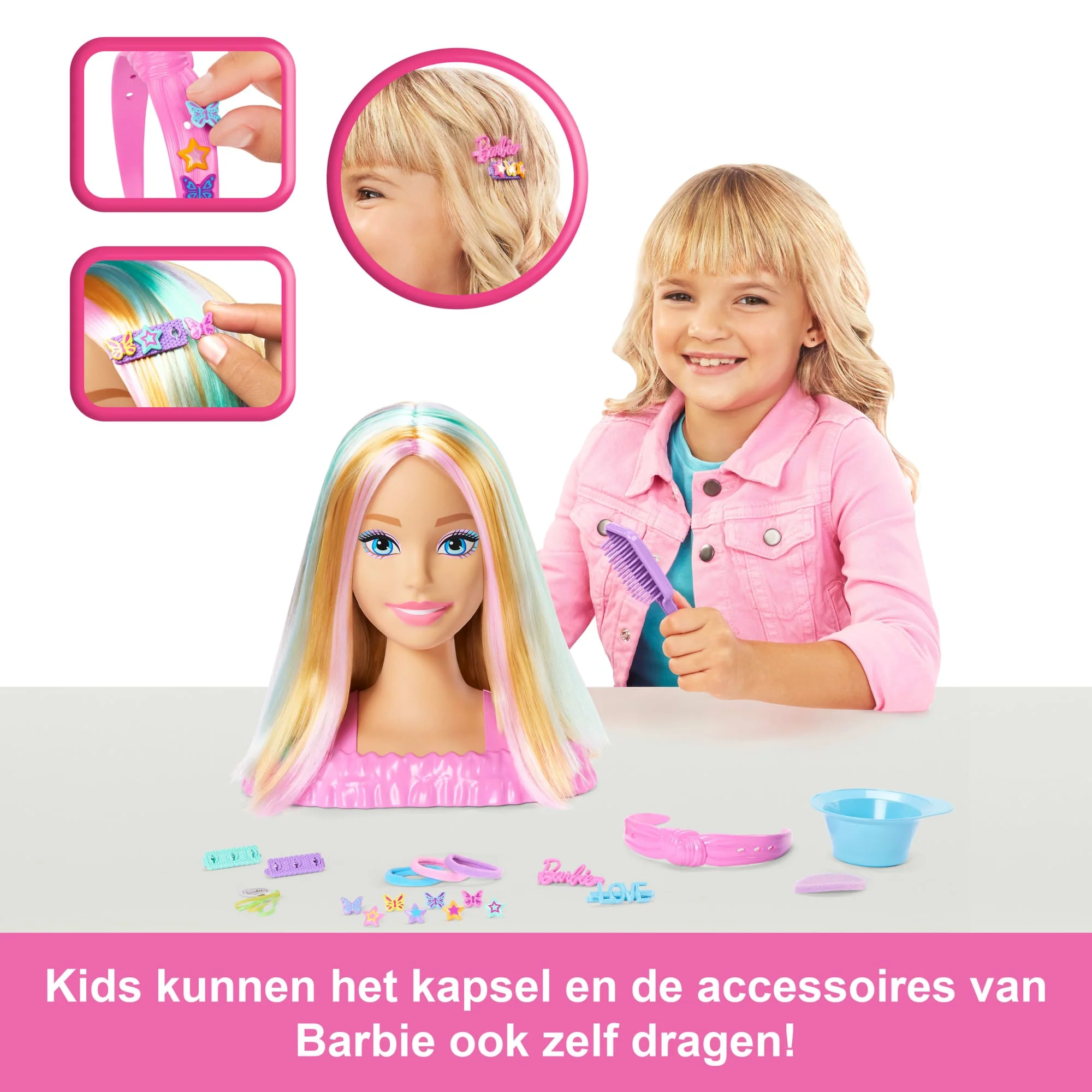 Barbie Kappop, Blond Haar Met 20+ Haarstyling-Accessoires - Image 2