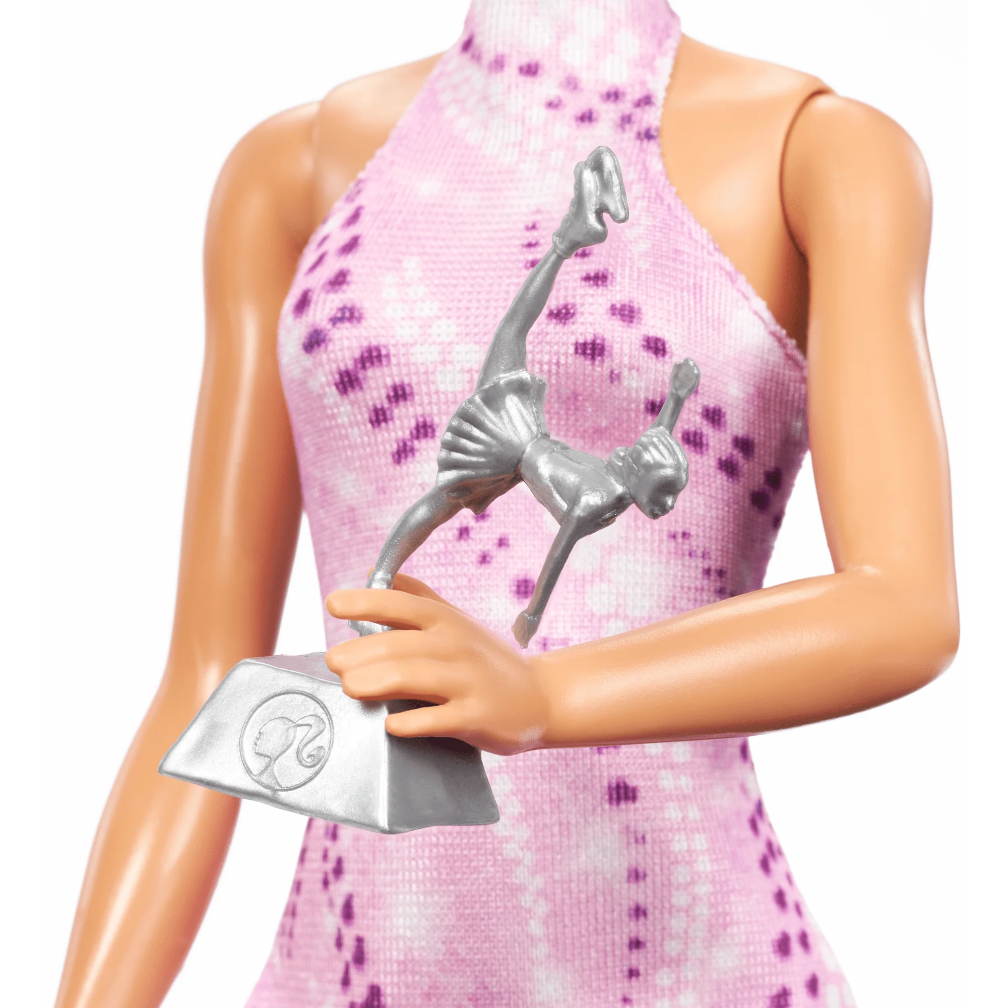 Barbie Beroepenfiguur Kunstschaatsster En Accessoires, Brunette In Verwijderbaar Schaatspak Met Beker - Image 4
