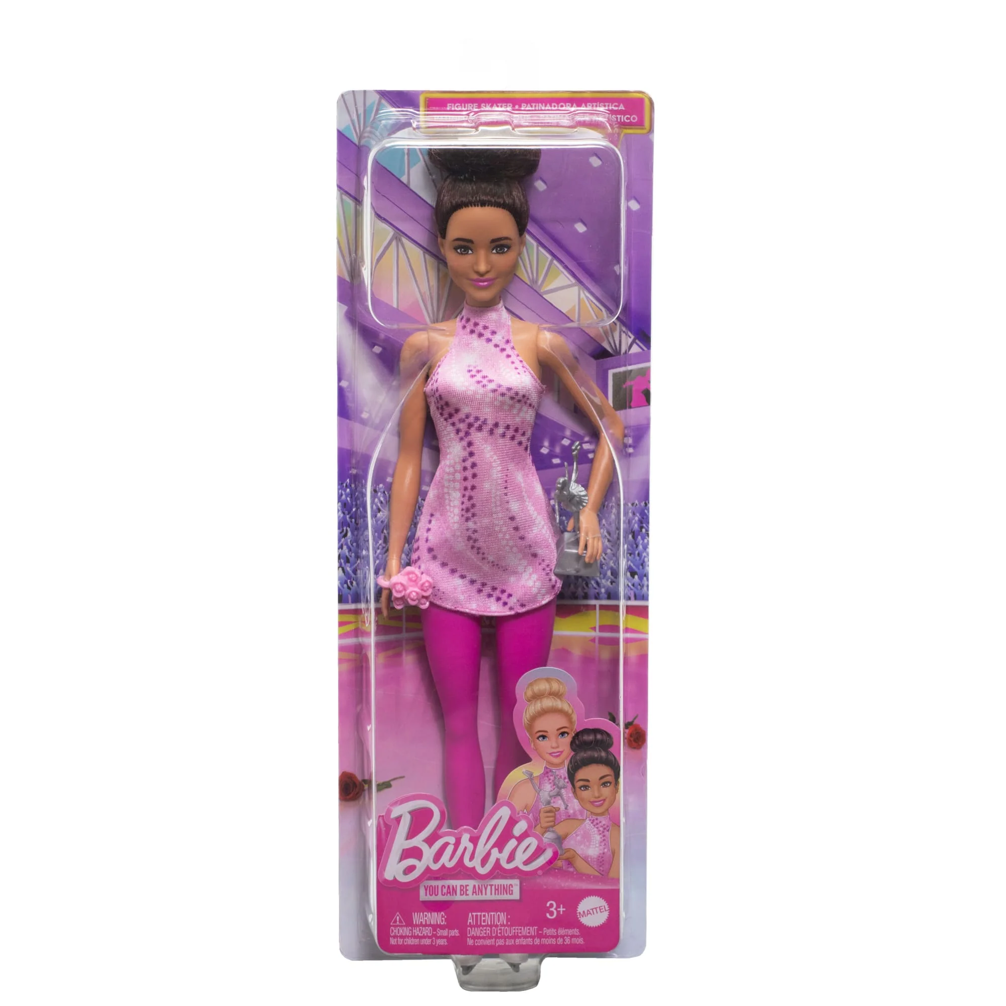 Barbie Beroepenfiguur Kunstschaatsster En Accessoires, Brunette In Verwijderbaar Schaatspak Met Beker - Image 6