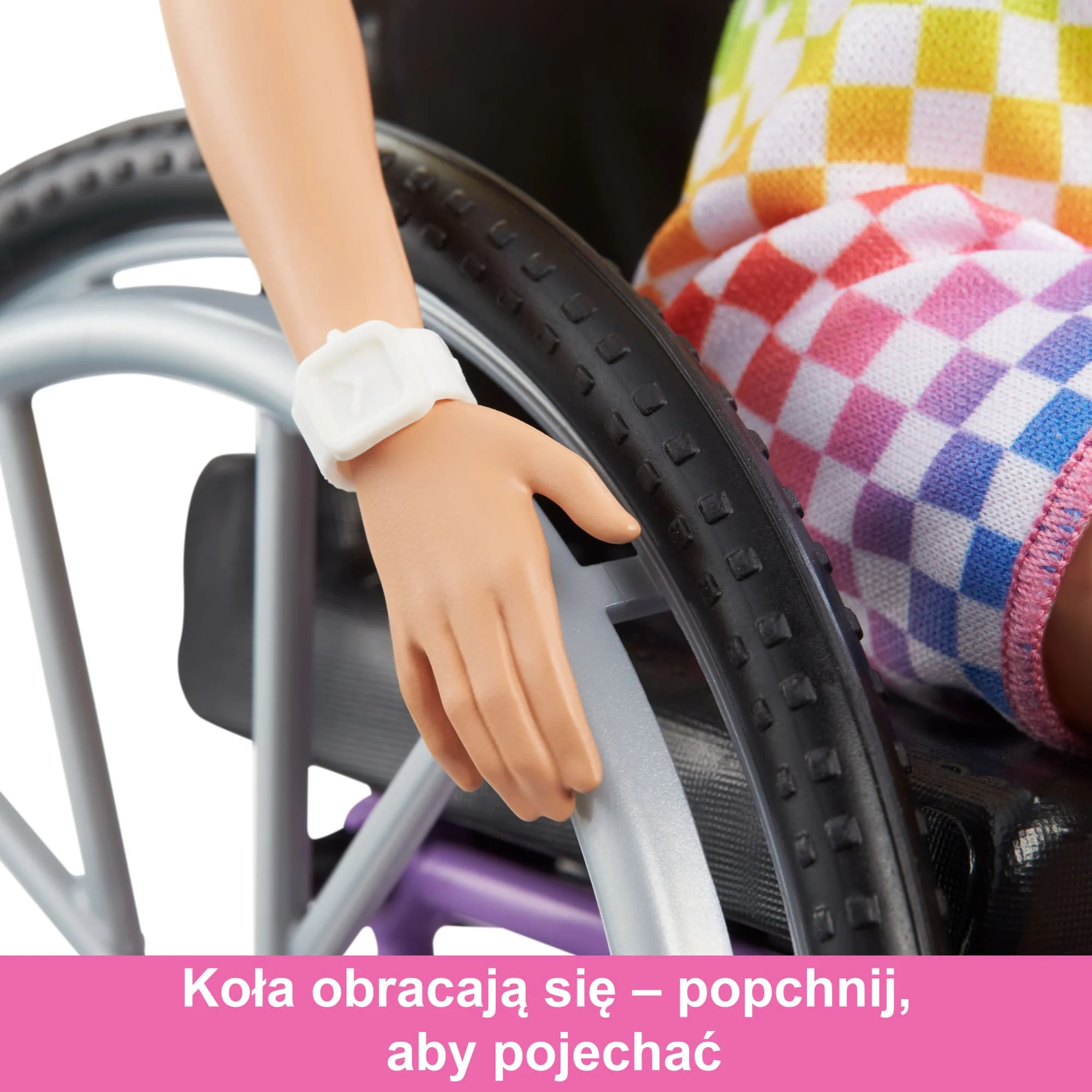 Barbie Fashonistas Lalka blondynka na wózku Strój w kratkę - Image 3