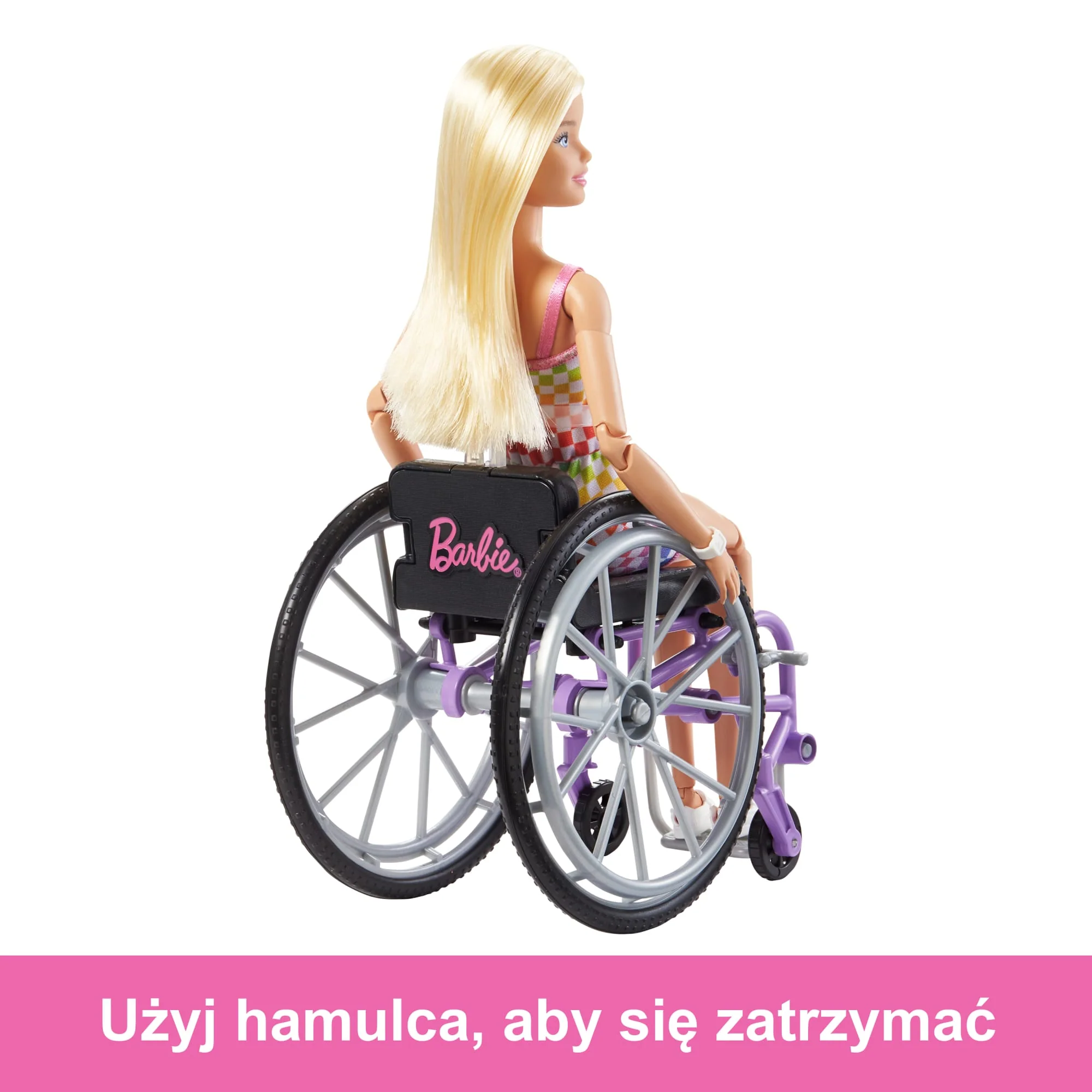 Barbie Fashonistas Lalka blondynka na wózku Strój w kratkę - Image 4
