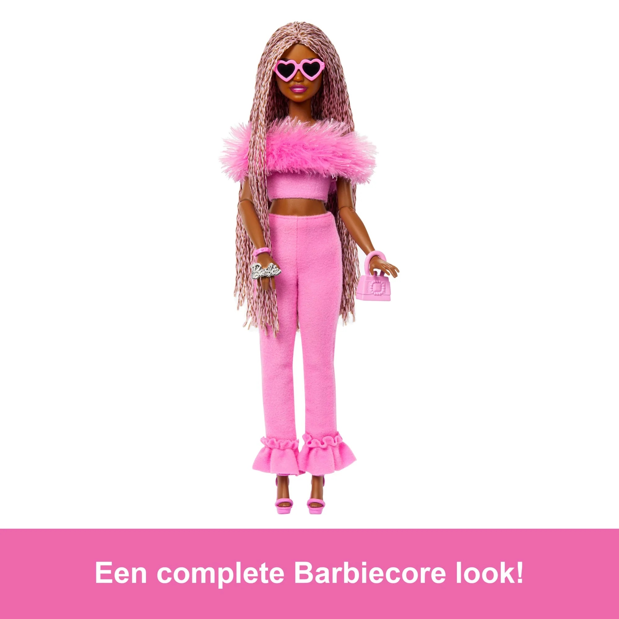 Barbie Luxe Stijl Pop Nr. 4 in Zachtroze Jumpsuit, Roze-Bruin Ingevlochten Haar - Image 5