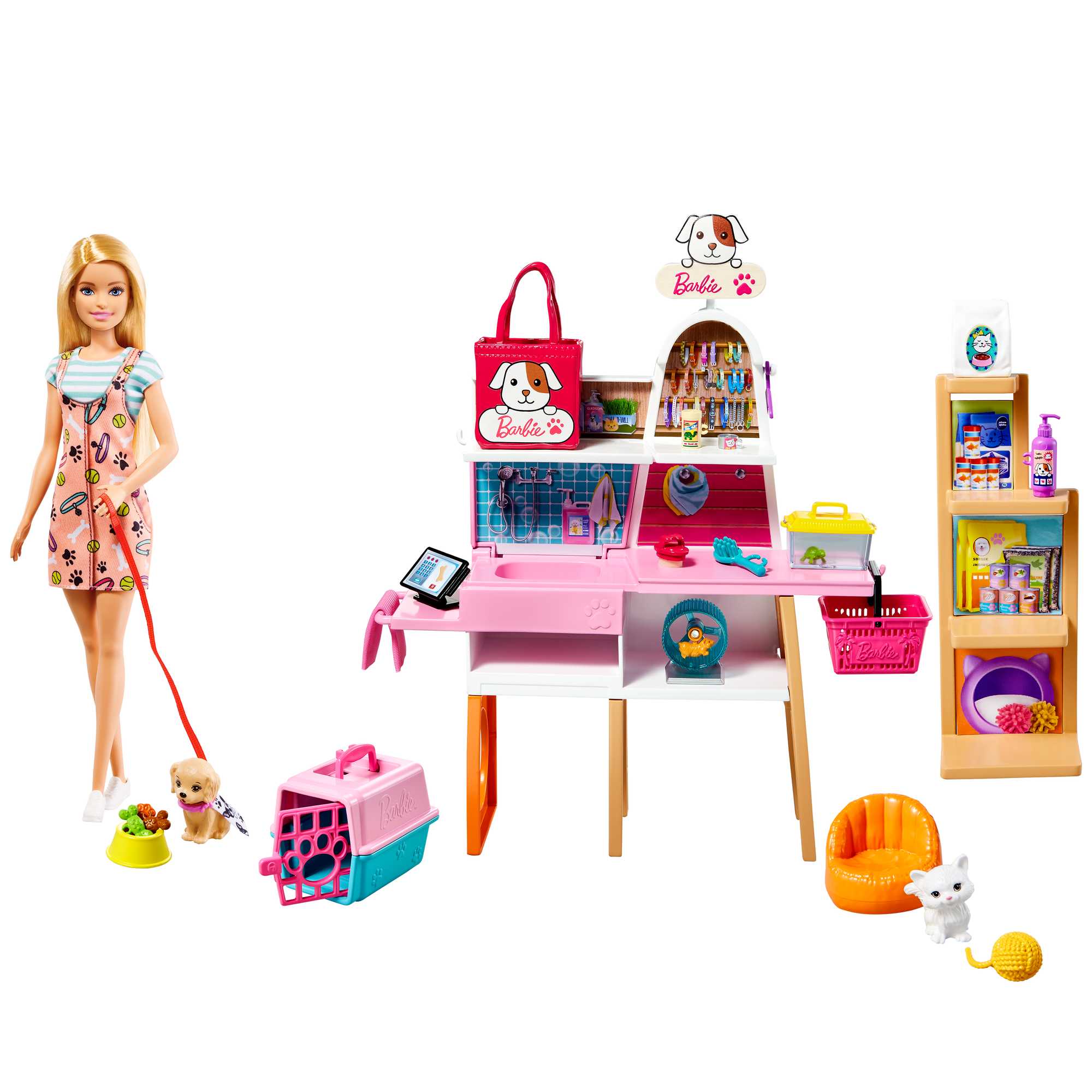 Κούκλα Barbie Και Μαγαζάκι Για Κατοικίδια Με 4 Ζωάκια Και Αξεσουάρ, Για Παιδιά 3 Έως 7 Ετών