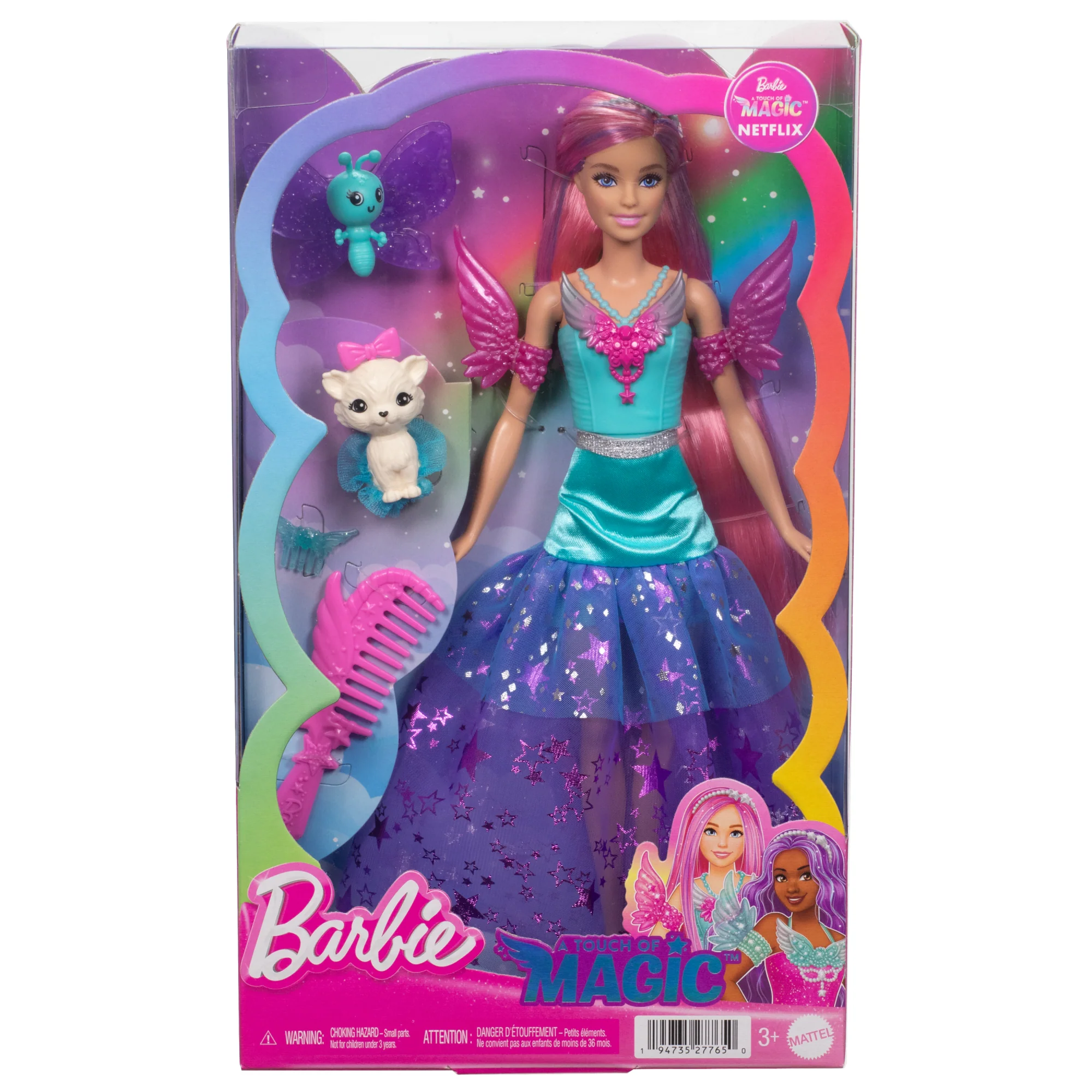 Κούκλα Barbie Με 2 Παραμυθένια Ζωάκια, Barbie Malibu Πριγκίπισσα Από Τη Σειρά Barbie A Touch Of Magic - Image 6
