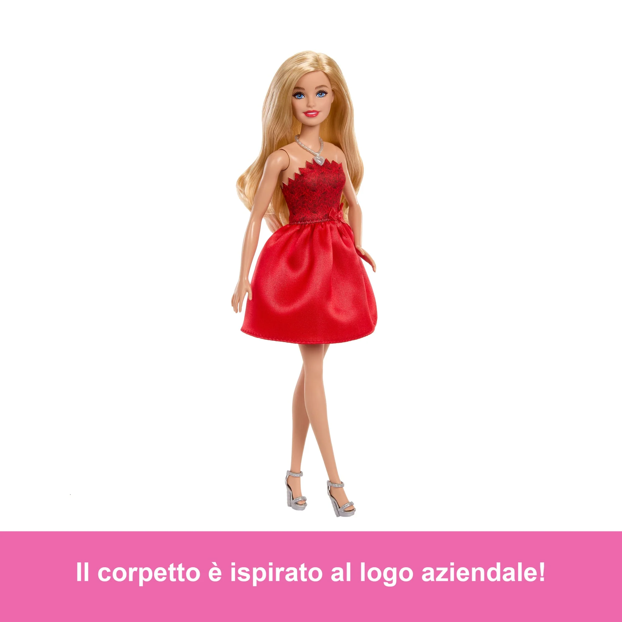 Barbie Mattel 80 Anniversario, Celebrazione in Rosso Rubino, Bambola Alla Moda Che Indossa Un Abito Rosso Con Accessori - Image 3