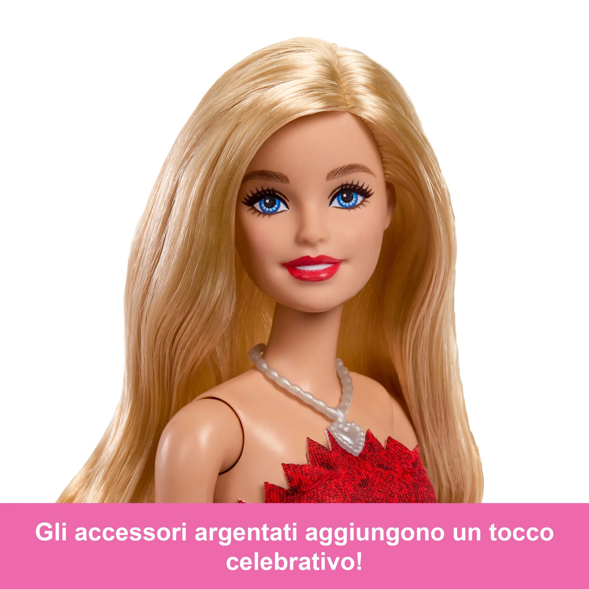 Barbie Mattel 80 Anniversario, Celebrazione in Rosso Rubino, Bambola Alla Moda Che Indossa Un Abito Rosso Con Accessori - Image 4